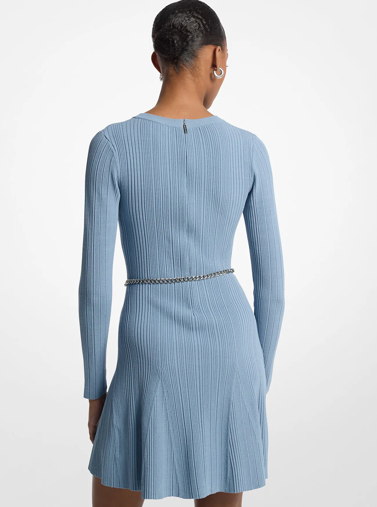 Michael Kors Jurk van stretchbreisel met riem CHAMBRAY New