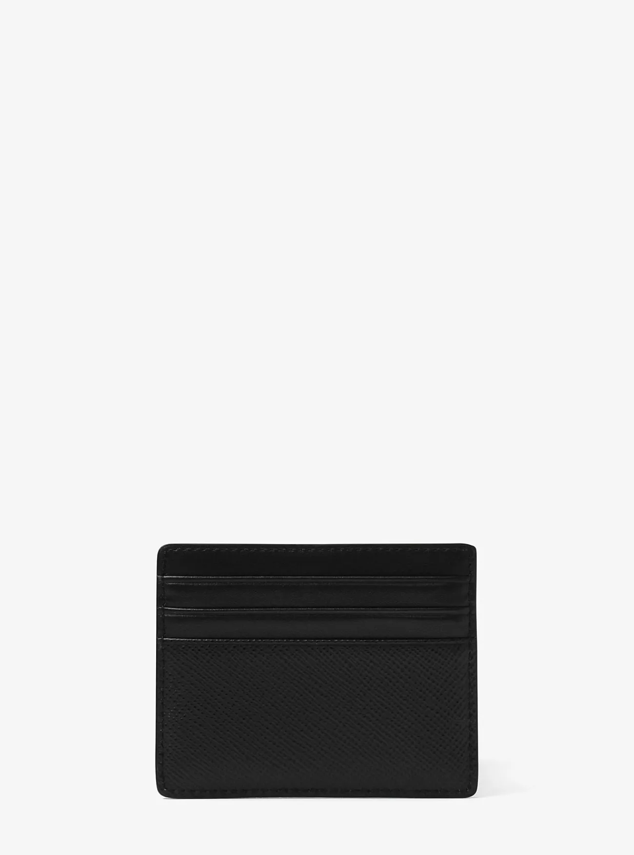 Michael Kors Kaarthouder Harrison van leer met kruislingse nerf, groot ZWART Fashion