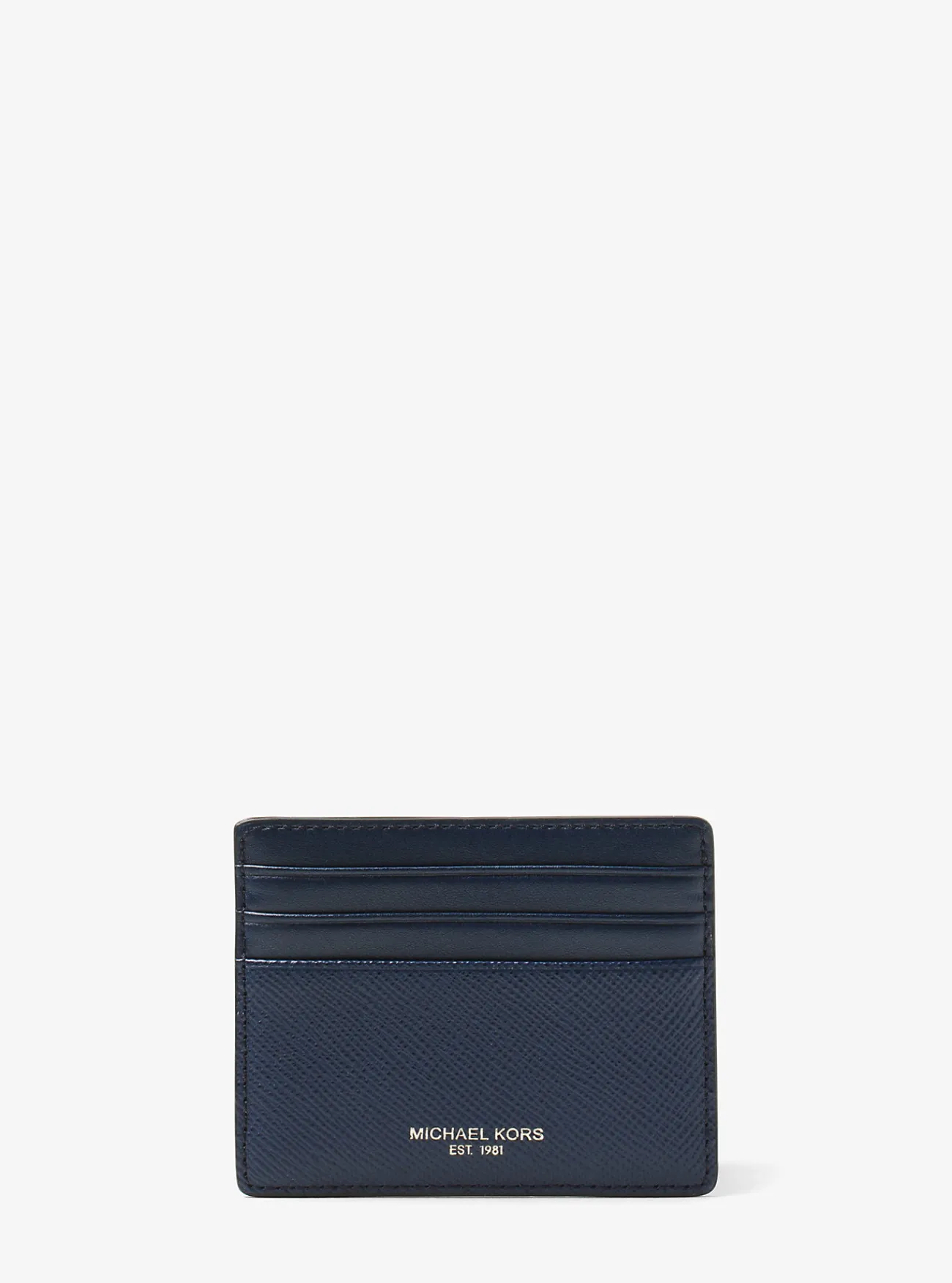 Michael Kors Kaarthouder Harrison van leer met kruislingse nerf, groot Clearance