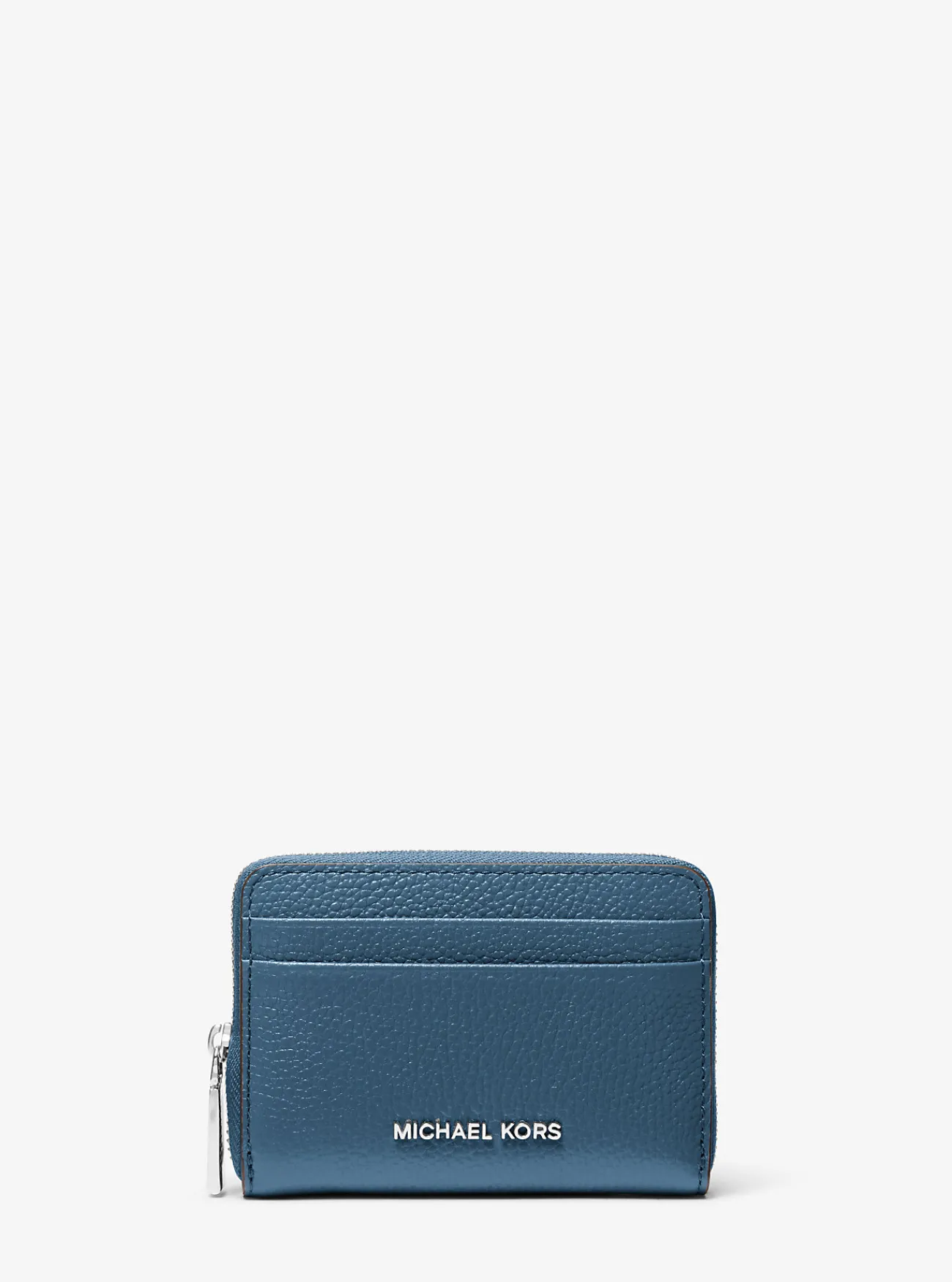 Michael Kors Kaarthouder Jet Set van getrommeld leer met rits rondom, klein DONKERCHAMBRAY Clearance