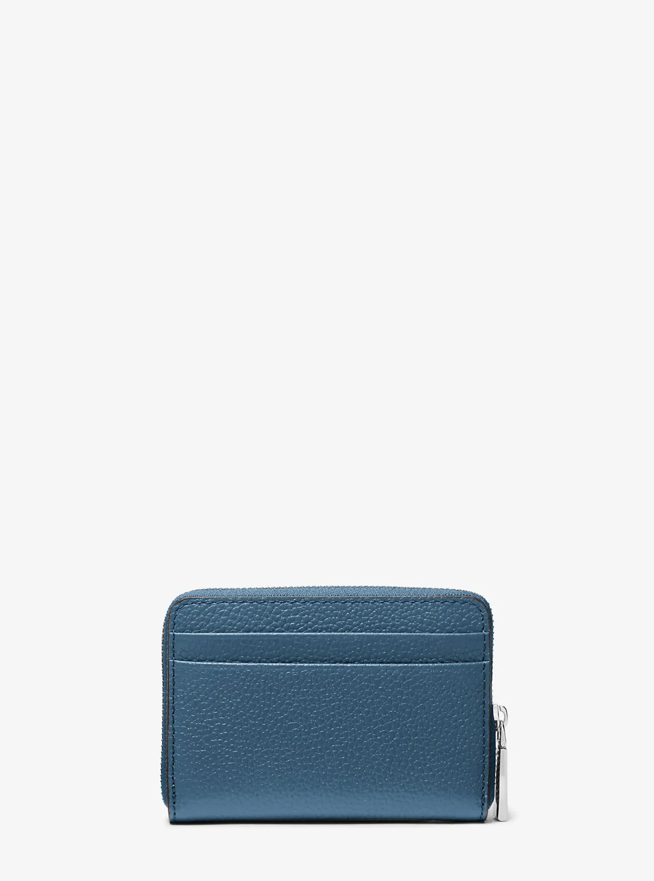 Michael Kors Kaarthouder Jet Set van getrommeld leer met rits rondom, klein DONKERCHAMBRAY Clearance