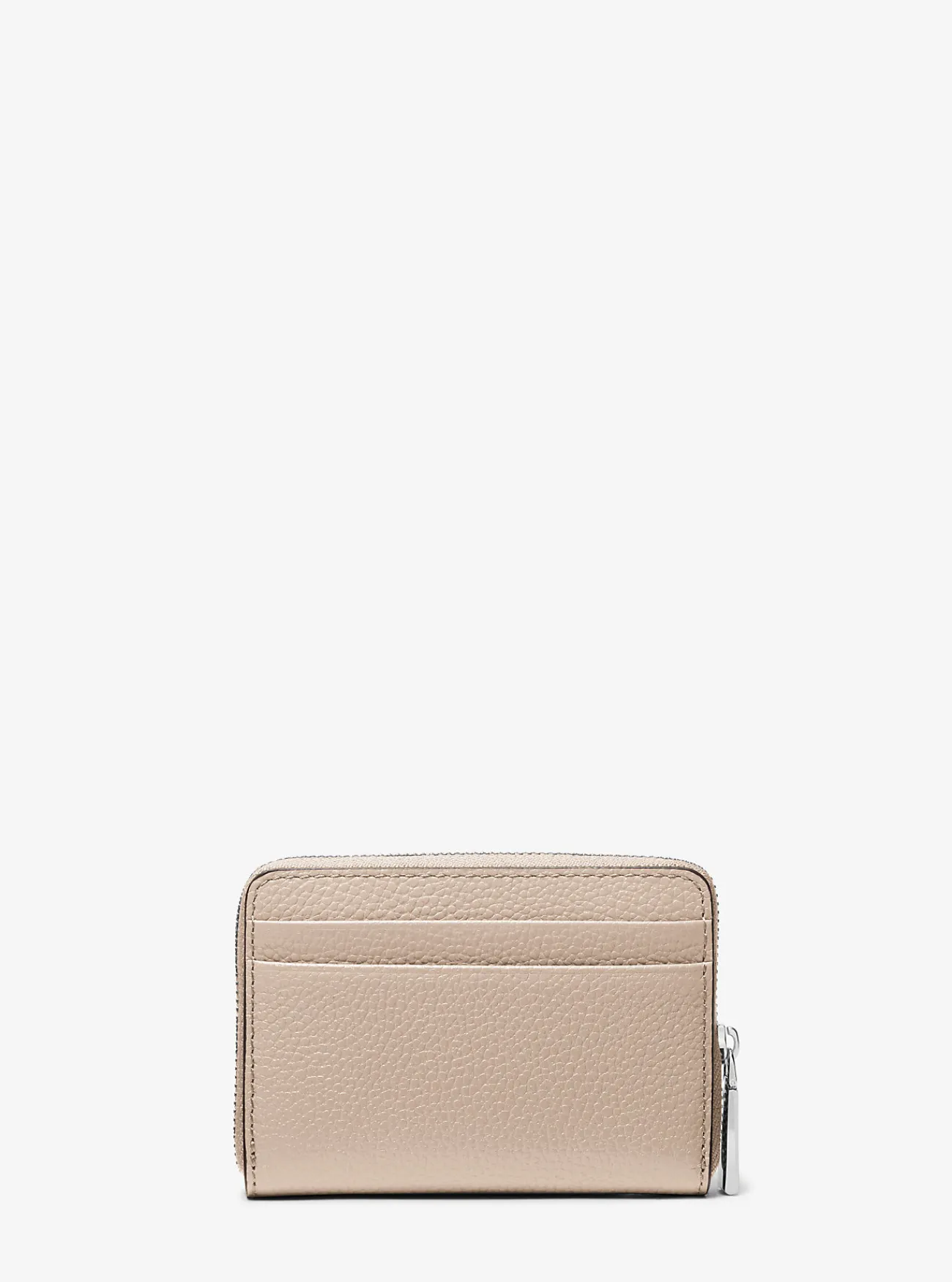 Michael Kors Kaarthouder Jet Set van getrommeld leer met rits rondom, klein LICHTZAND Discount