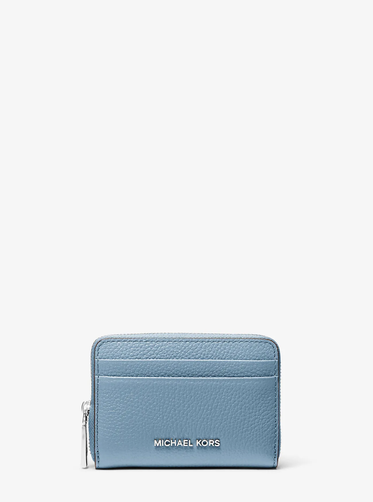 Michael Kors Kaarthouder Jet Set van getrommeld leer met rits rondom, klein CHAMBRAY Sale