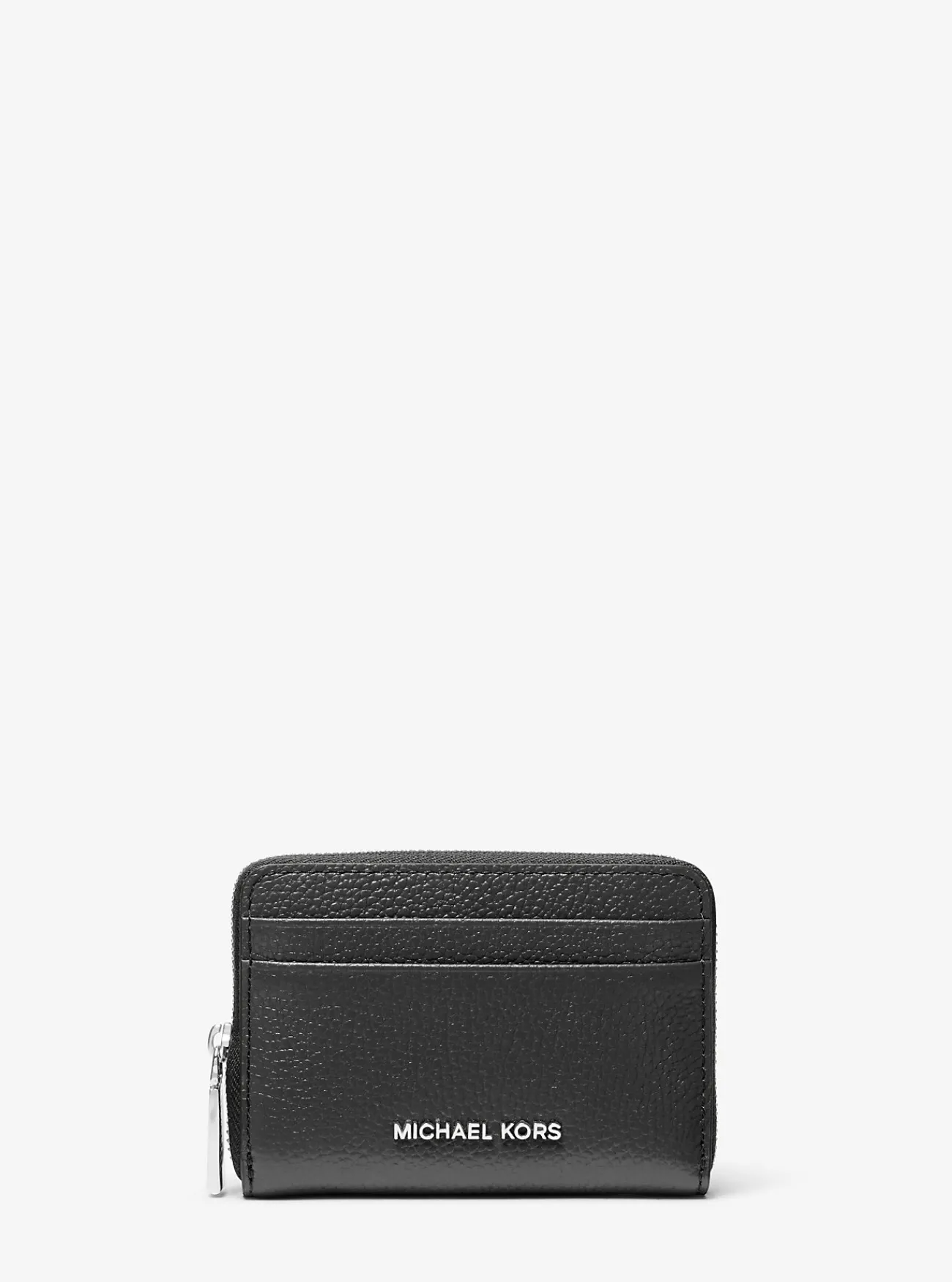 Michael Kors Kaarthouder Jet Set van getrommeld leer met rits rondom, klein ZWART Online
