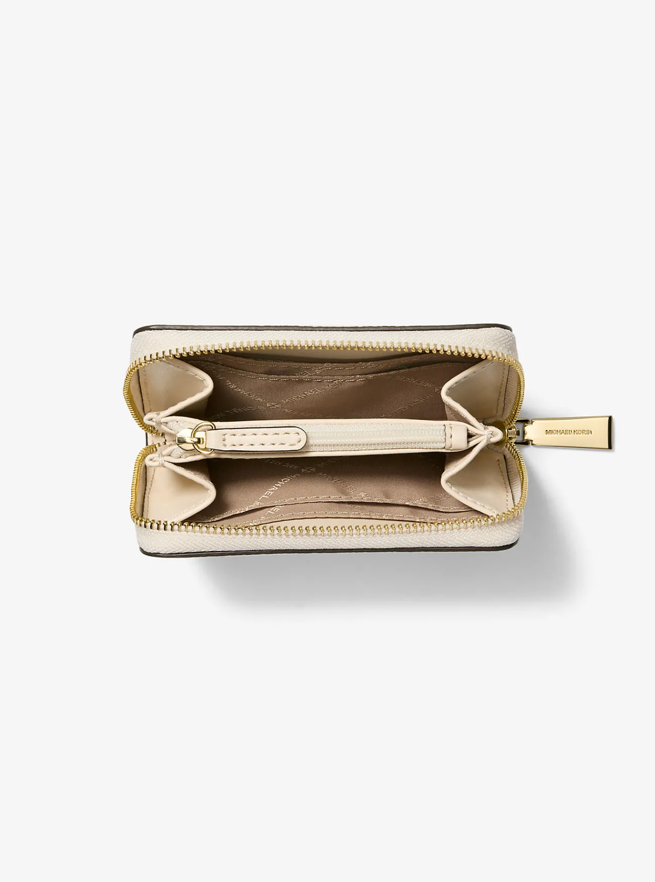 Michael Kors Kaarthouder Jet Set van getrommeld leer met rits rondom, klein LICHTCR&Egrave;ME Outlet