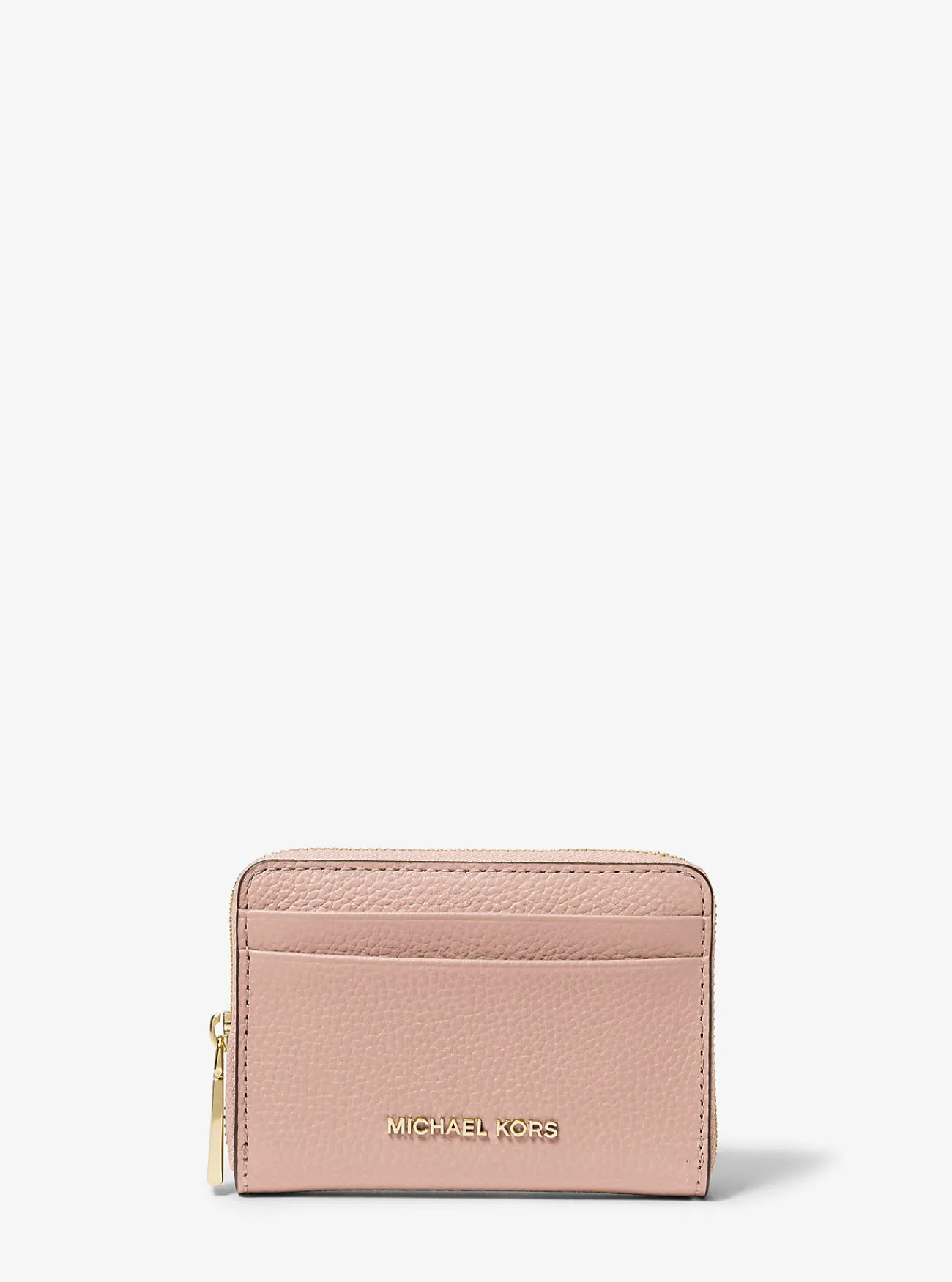Michael Kors Kaarthouder Jet Set van getrommeld leer met rits rondom, klein ZACHTROZE Discount