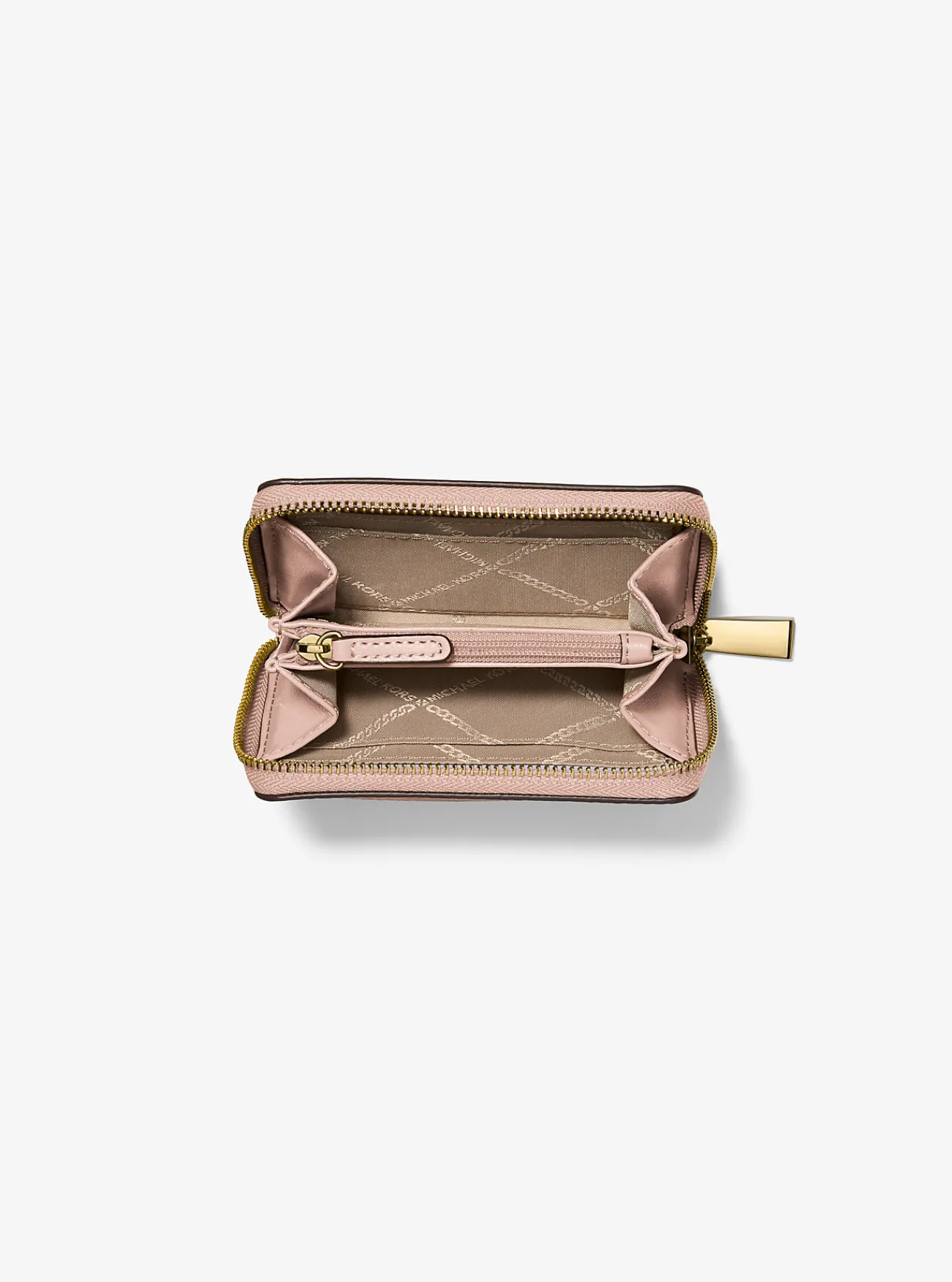 Michael Kors Kaarthouder Jet Set van getrommeld leer met rits rondom, klein ZACHTROZE Discount