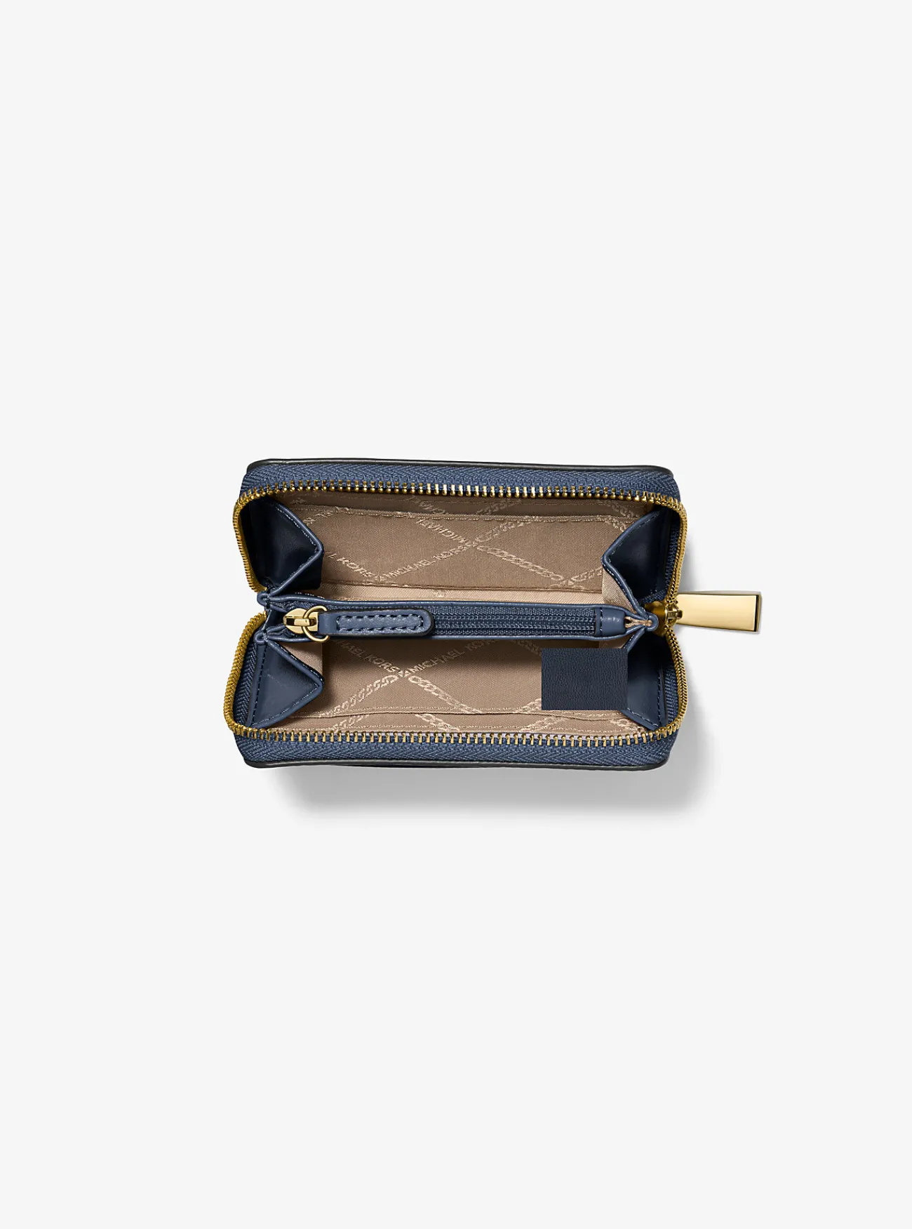 Michael Kors Kaarthouder Jet Set van getrommeld leer met rits rondom, klein MARINEBLAUW Online
