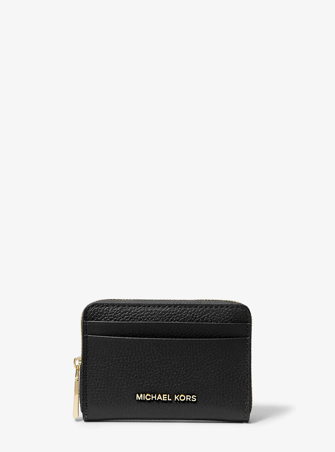 Michael Kors Kaarthouder Jet Set van getrommeld leer met rits rondom, klein ZWART Discount
