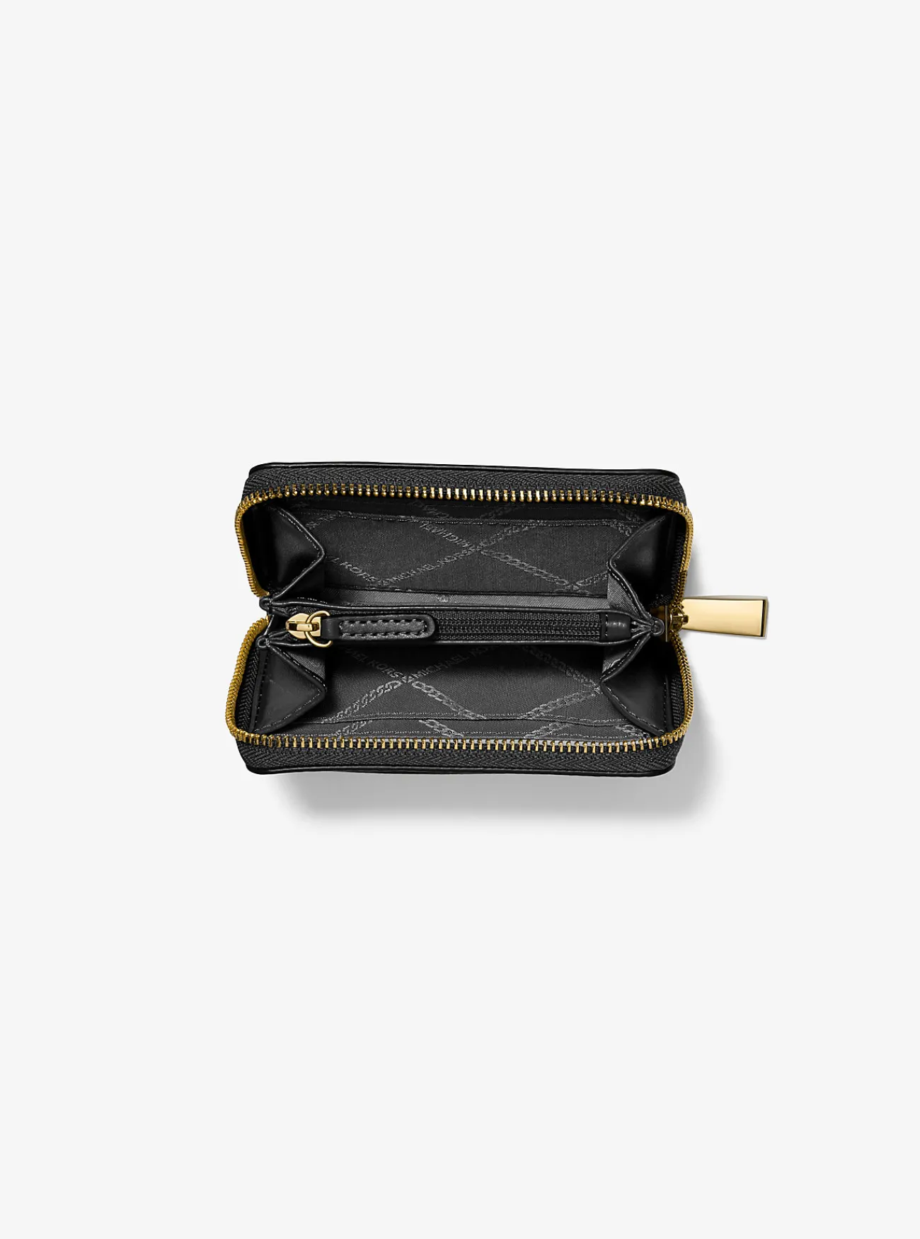 Michael Kors Kaarthouder Jet Set van getrommeld leer met rits rondom, klein ZWART Discount