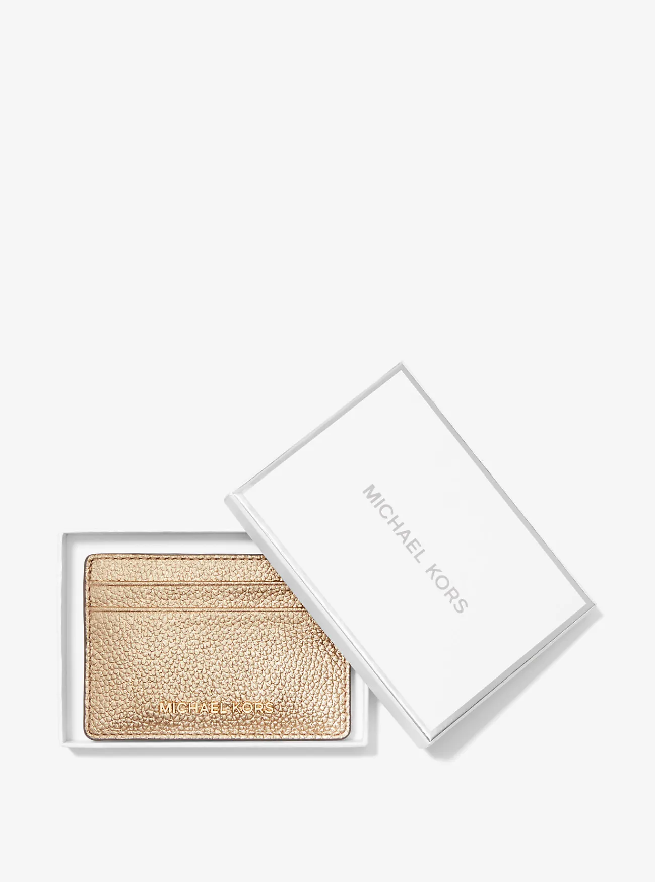 Michael Kors Kaarthouder van metallic getrommeld leer LICHTGOUD New