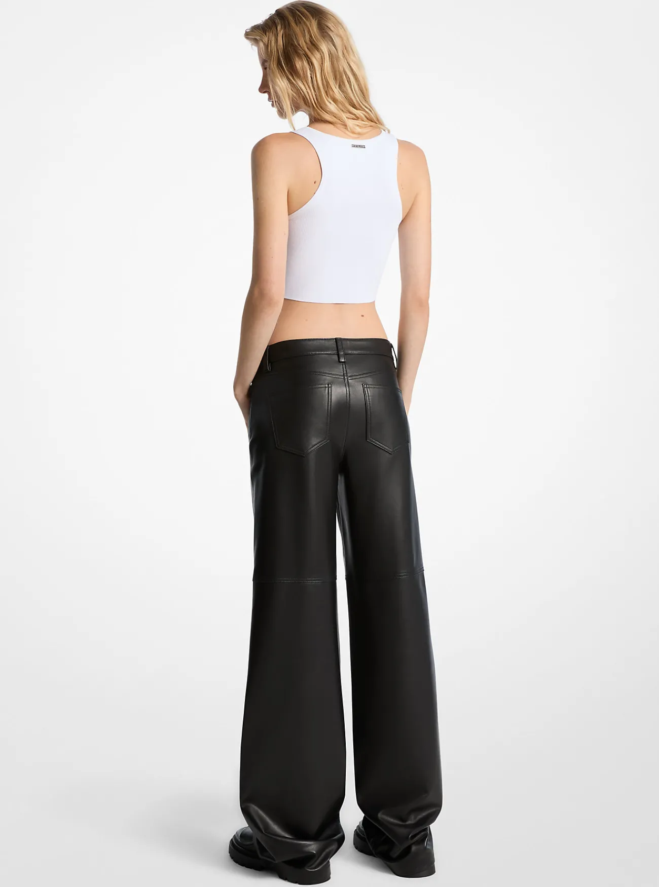 Michael Kors Leren broek ZWART Fashion