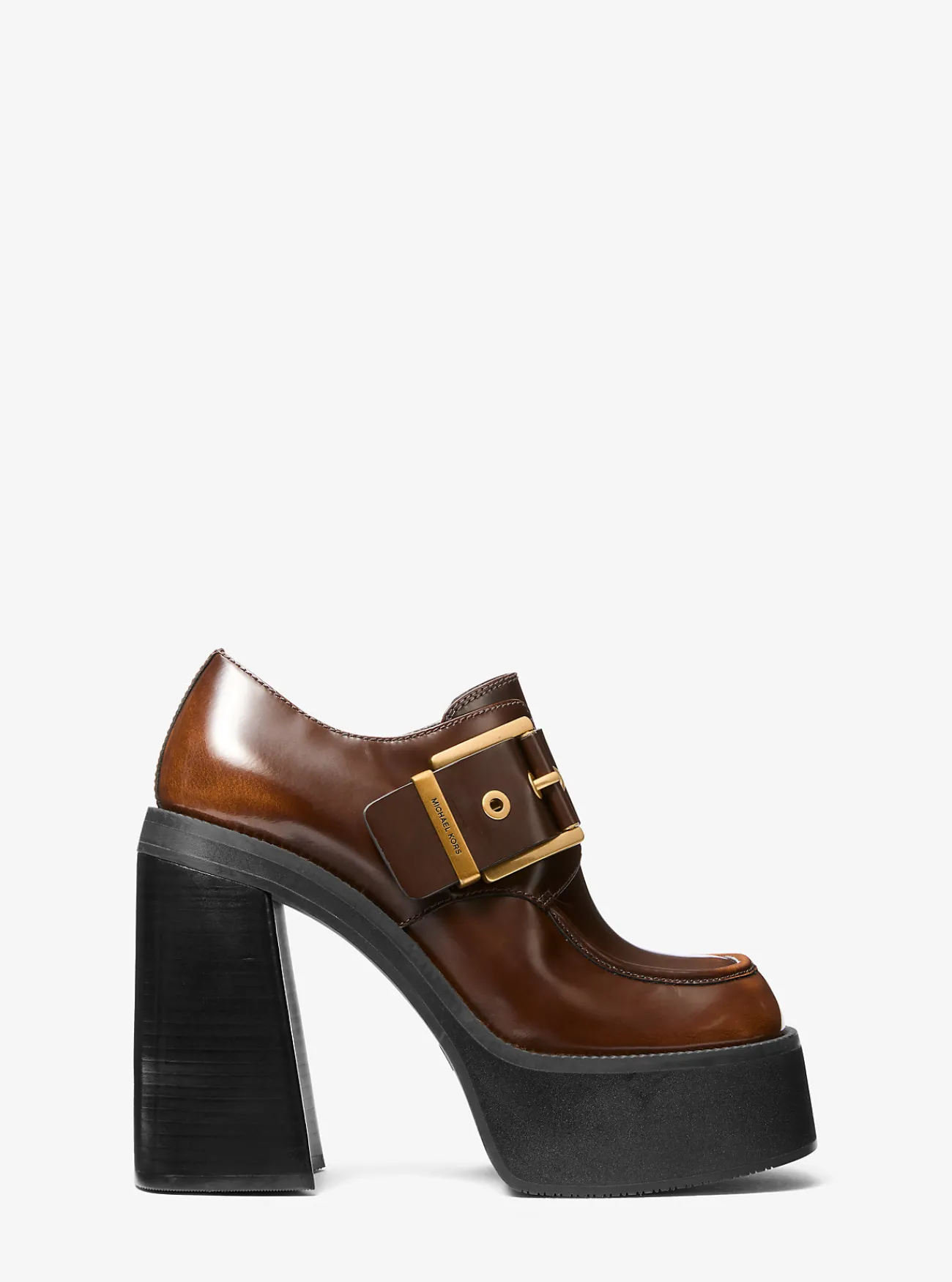 Michael Kors Loafer Colby van gepolijst leer met plateauzool LUGGAGE Sale