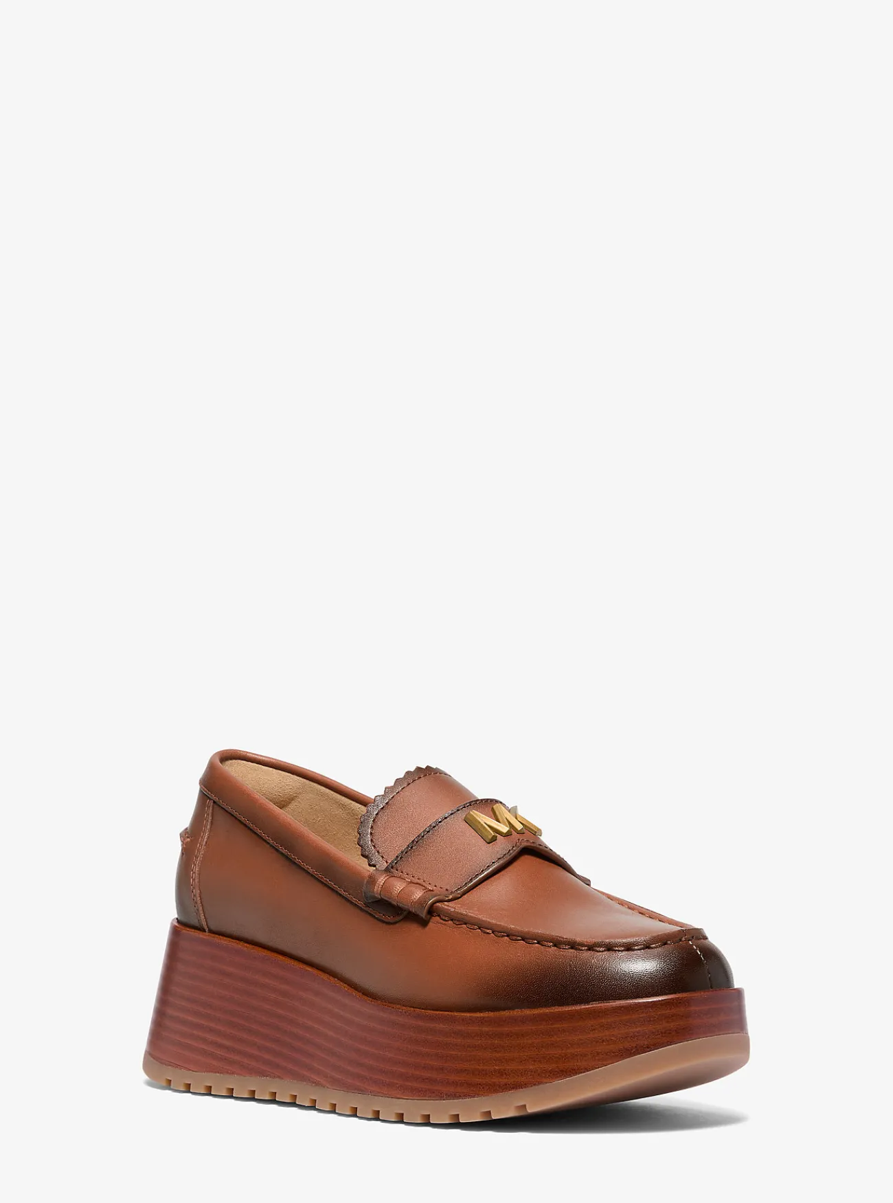 Michael Kors Loafer Indy van gepolijst leer met plateauzool LUGGAGE Hot