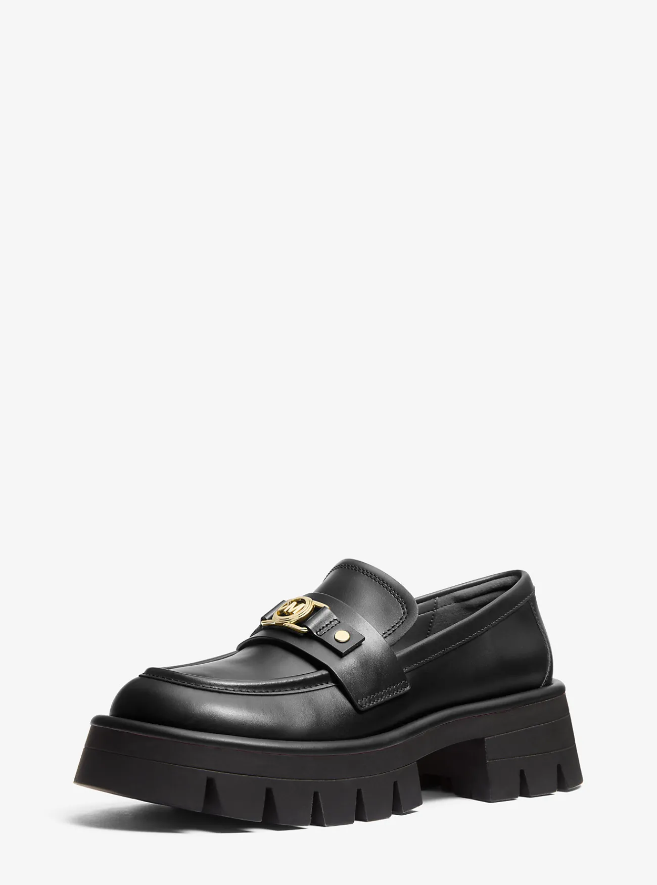 Michael Kors Loafer Mandy van leer met plateauzool ZWART Hot