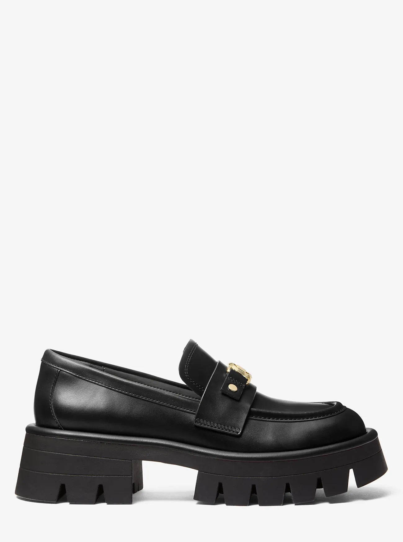 Michael Kors Loafer Mandy van leer met plateauzool ZWART Hot