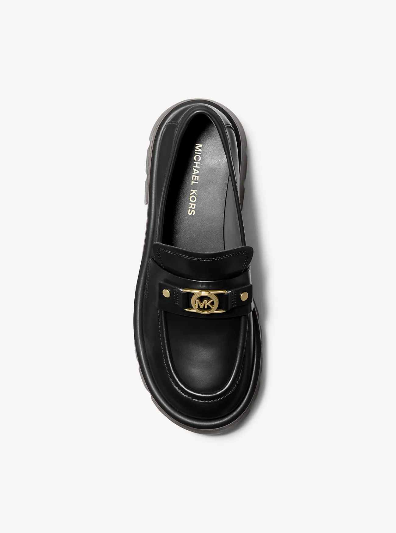 Michael Kors Loafer Mandy van leer met plateauzool ZWART Hot