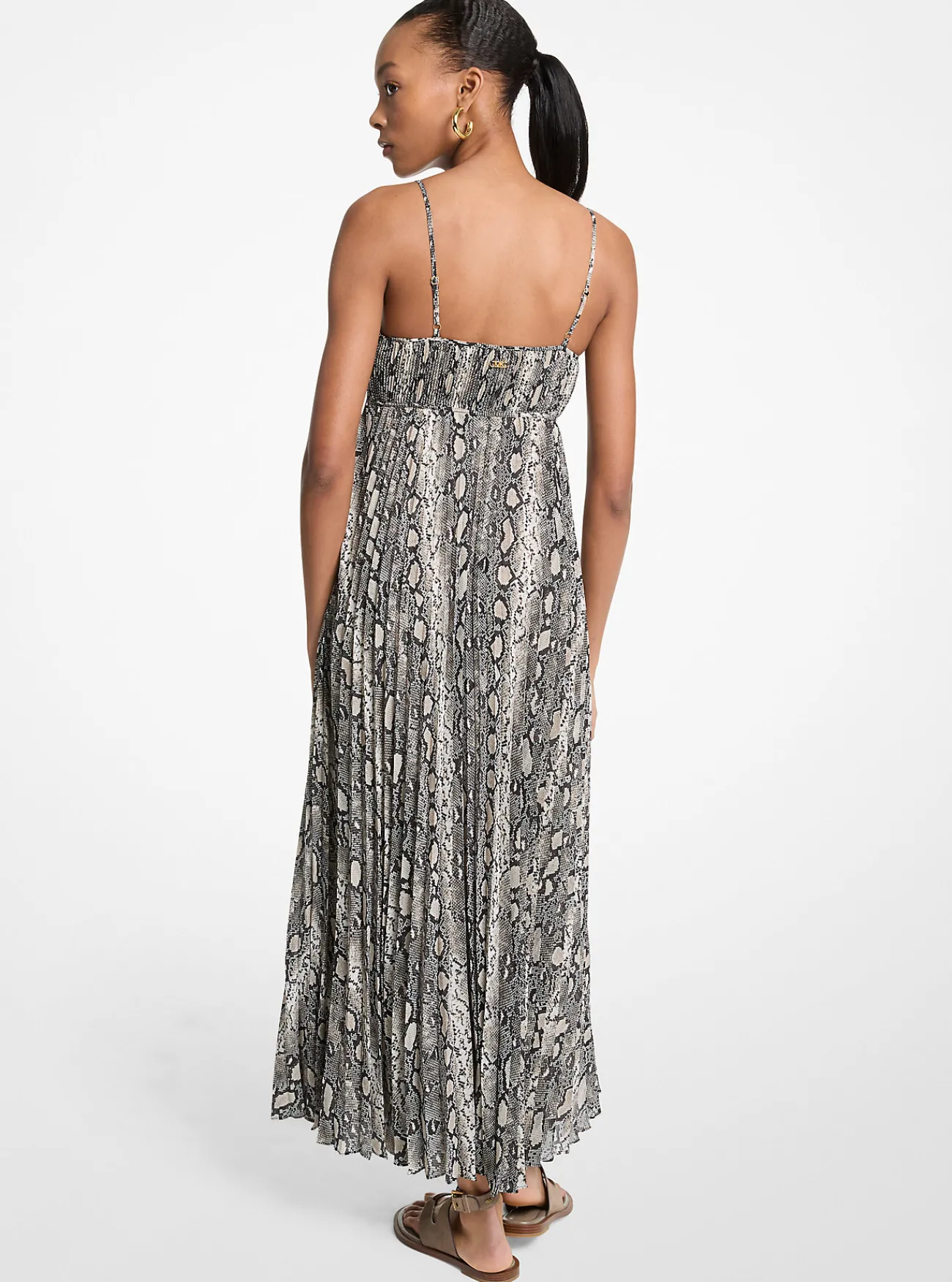 Michael Kors Maxi-jurk van cr&ecirc;pe georgette met plooien en slangenprint [3466] Online