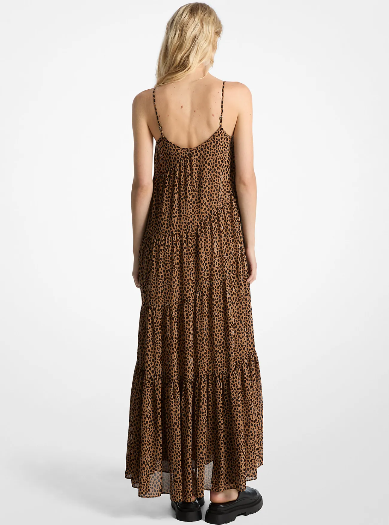 Michael Kors Maxi-jurk van cr&ecirc;pe georgette met stroken en jachtluipaardprint CAF&Eacute; Fashion