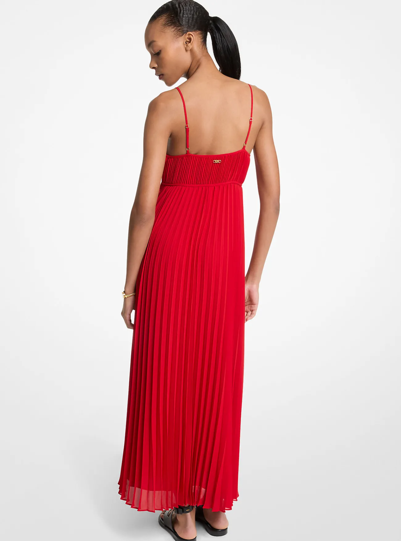 Michael Kors Maxi-jurk van cr&ecirc;pe georgette met plooien KARMOZIJNROOD Best
