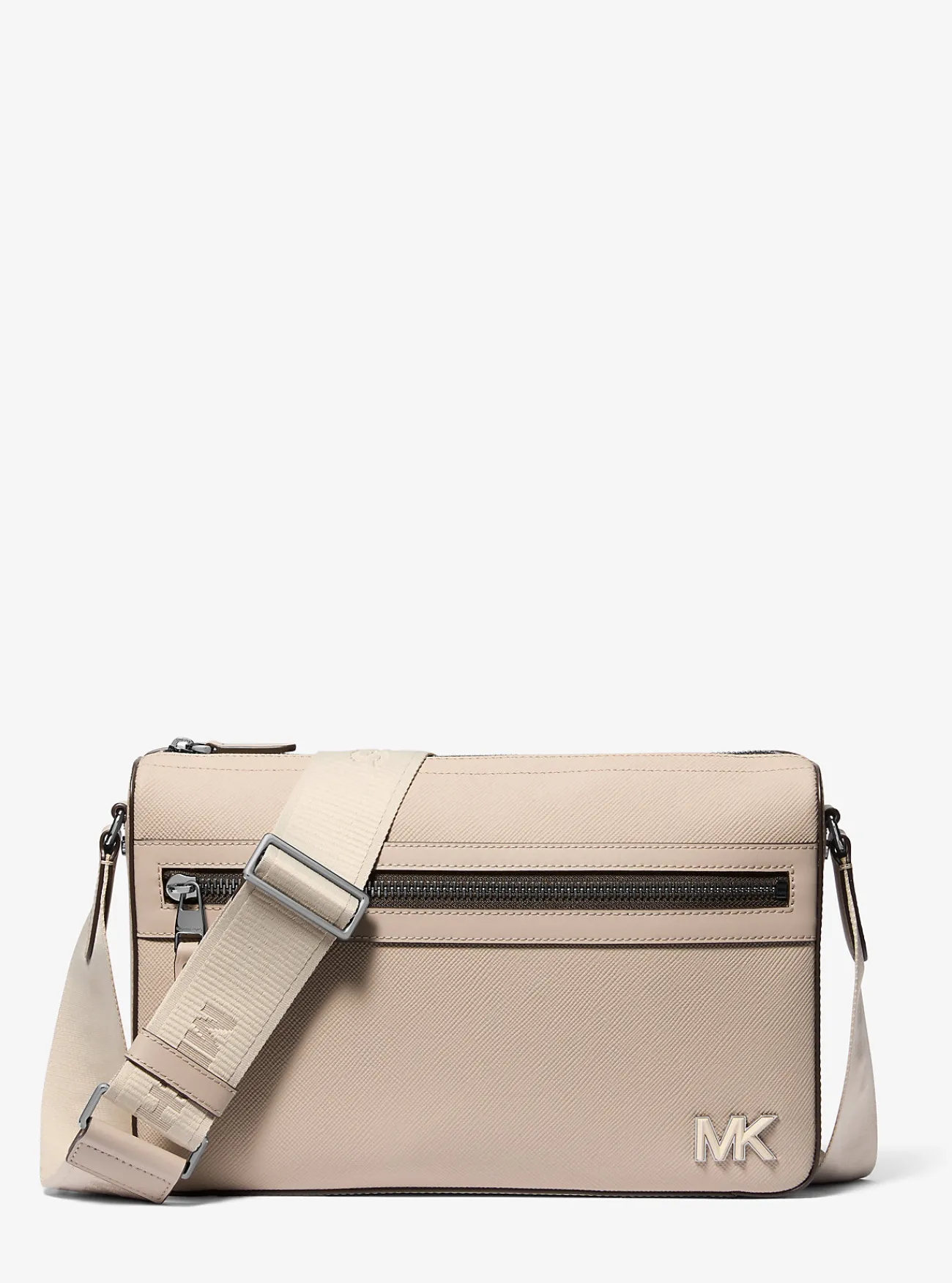 Michael Kors Messengertas Edison van saffianoleer, middelgroot LICHTZAND New