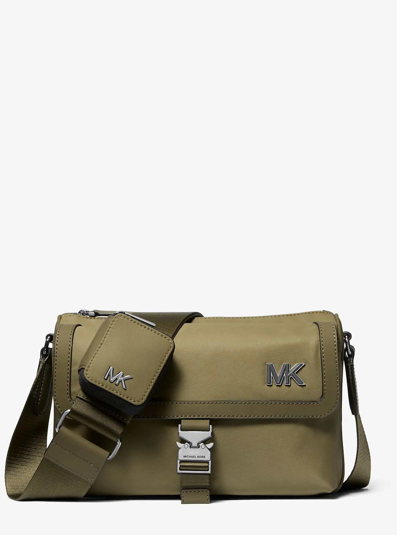 Michael Kors Messengertas Eli van nylon met ritstasje SAFARIGROEN New