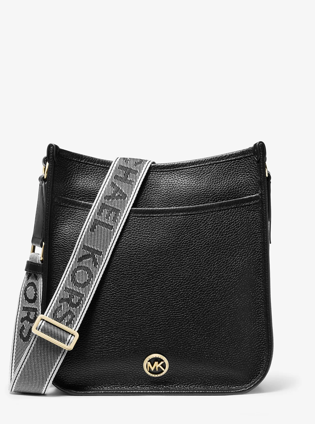 Michael Kors Messengertas Luisa van getrommeld leer, groot ZWART Outlet