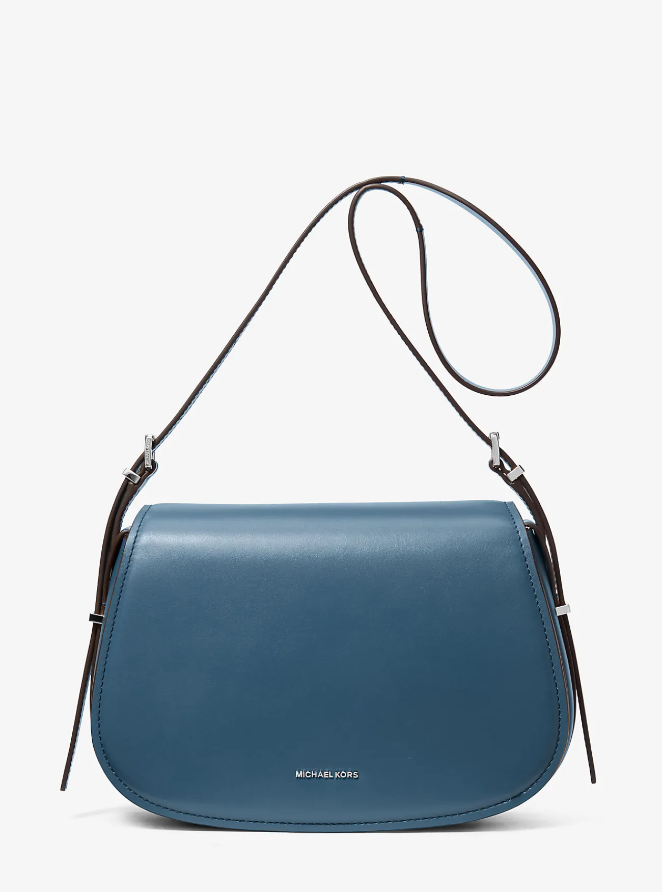 Michael Kors Messengertas Lydia van leer, middelgroot DONKERCHAMBRAY Outlet