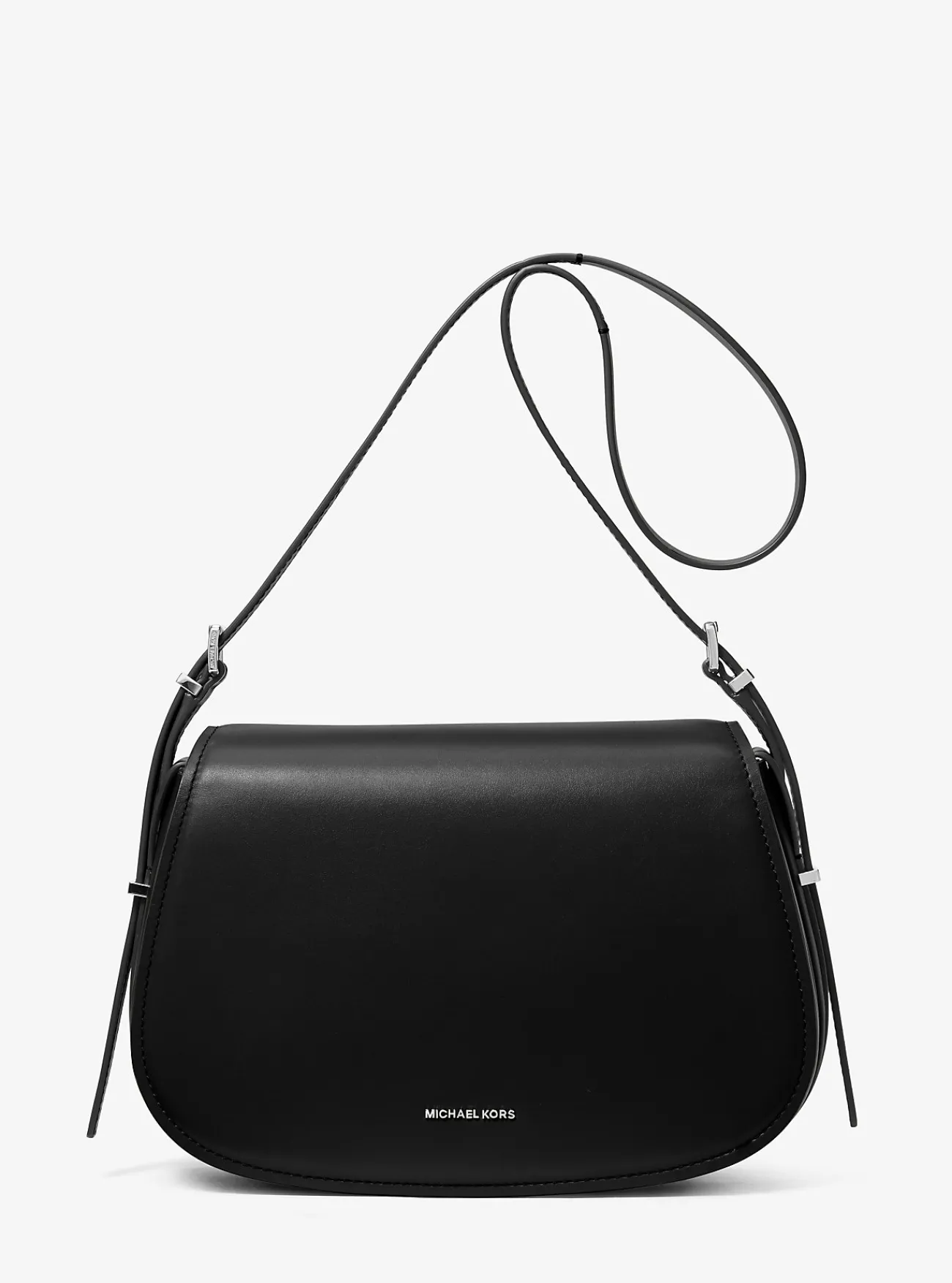 Michael Kors Messengertas Lydia van leer, middelgroot ZWART Outlet