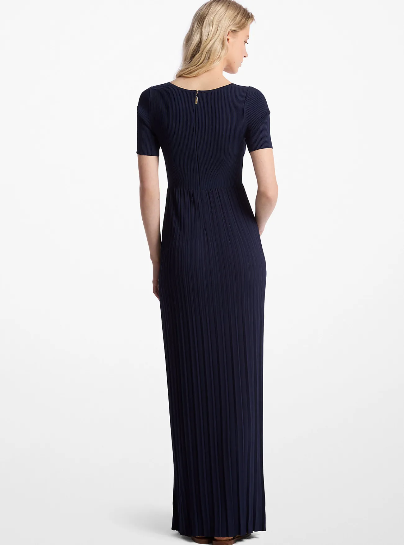 Michael Kors Midi-jurk van geribd stretchbreisel MIDNIGHTBLUE Sale