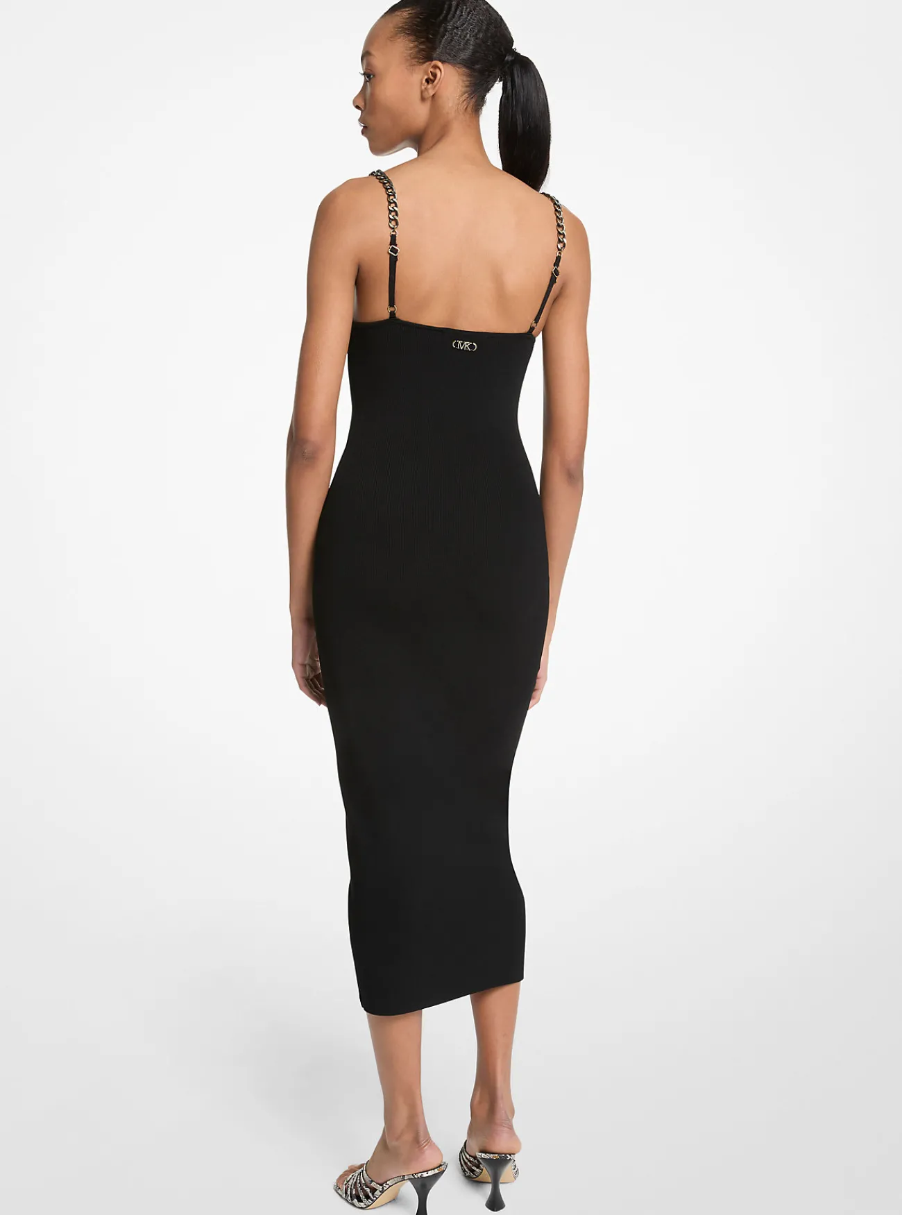 Michael Kors Midi-jurk van viscosemix met versiering ZWART Sale