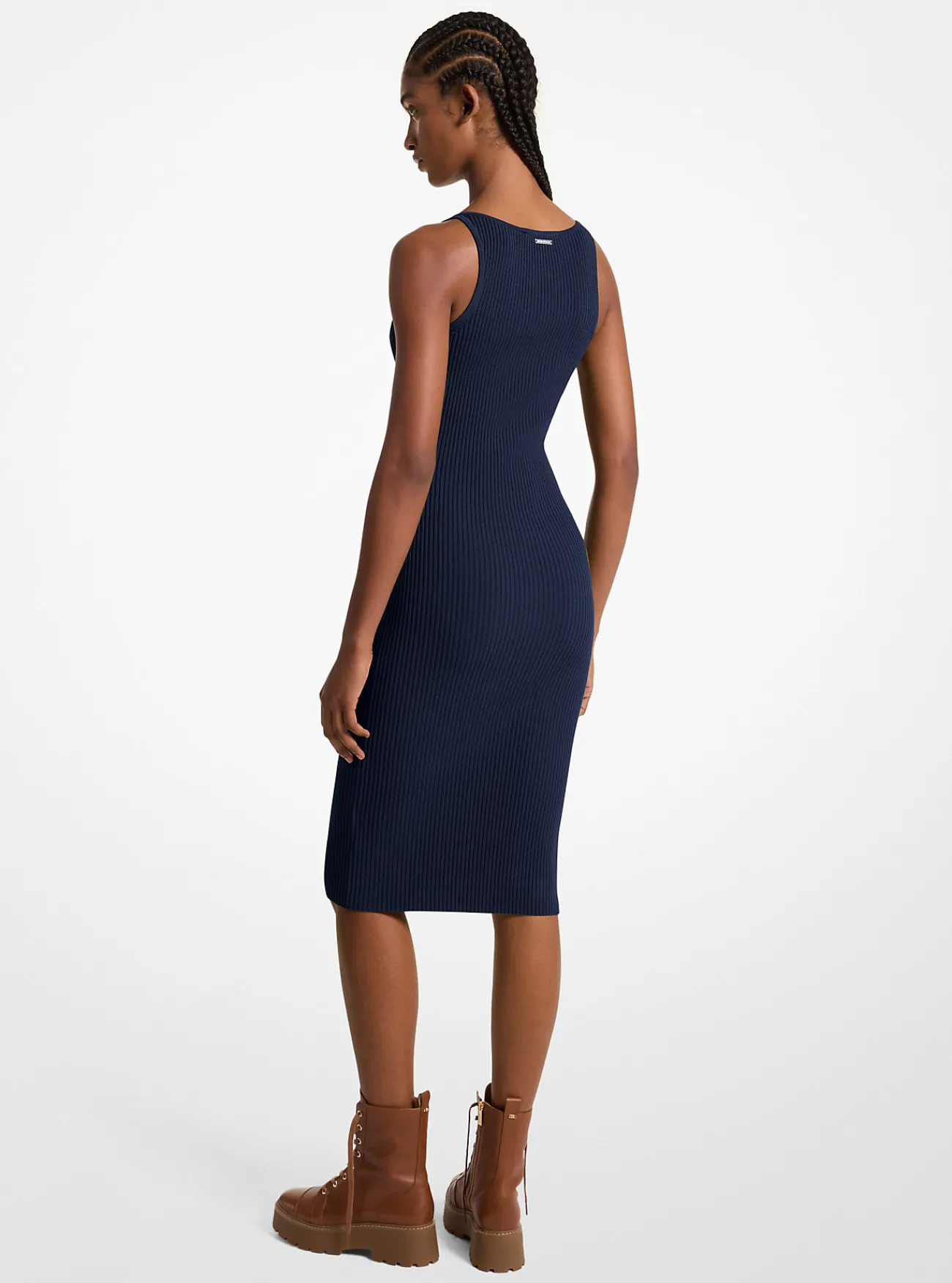 Michael Kors Miditankjurk van geribd stretchbreisel MIDNIGHTBLUE Clearance
