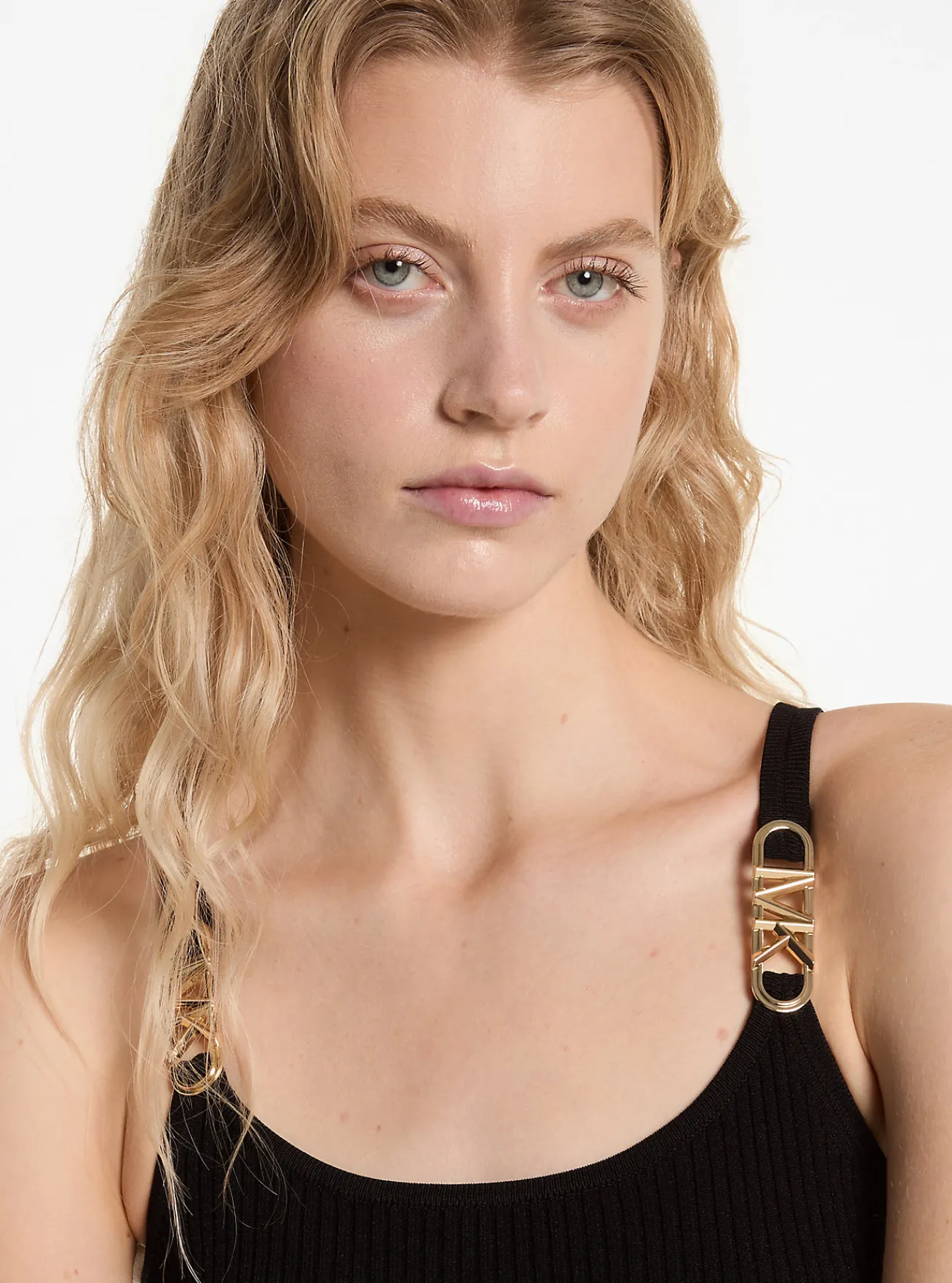 Michael Kors Miditankjurk van geribd stretchbreisel ZWART Outlet