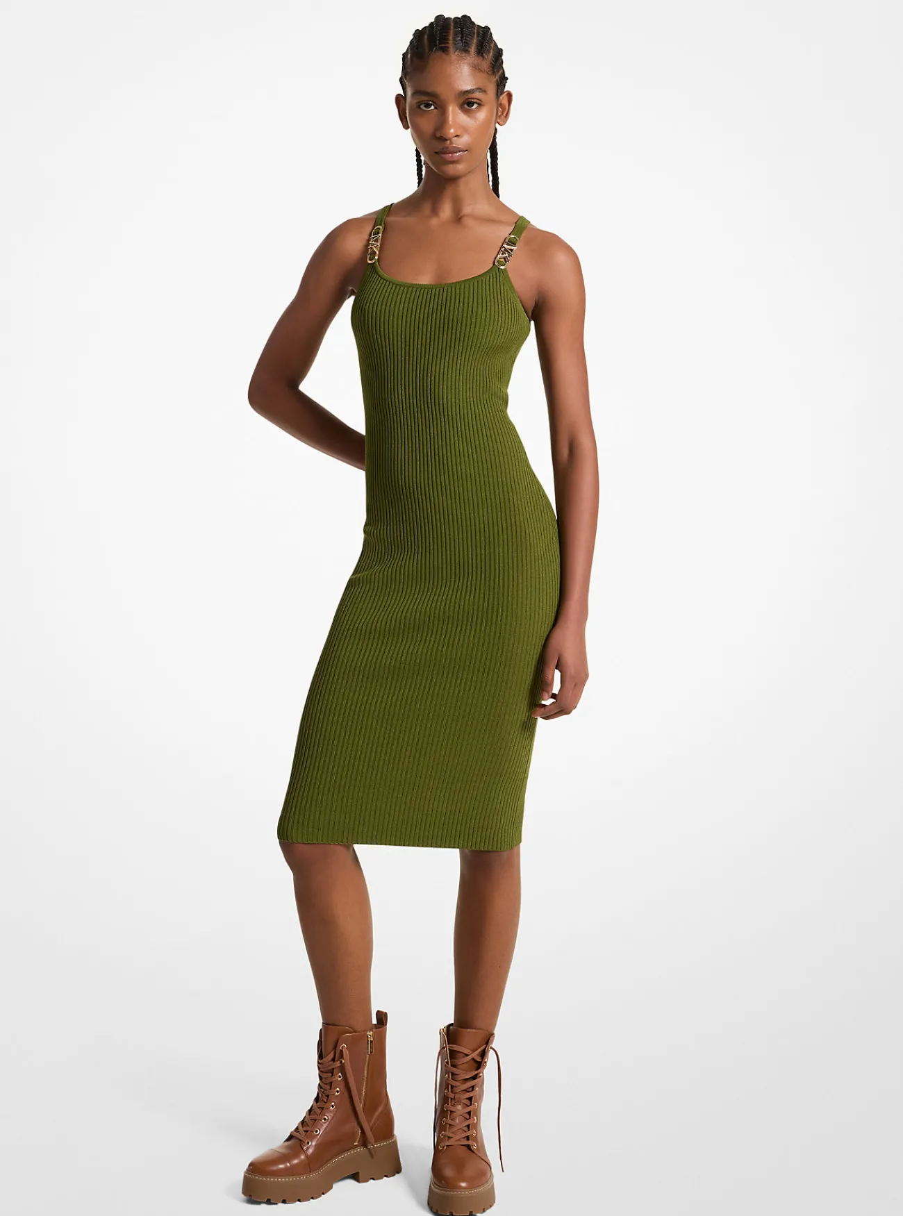 Michael Kors Miditankjurk van geribd stretchbreisel EVERGREEN Online