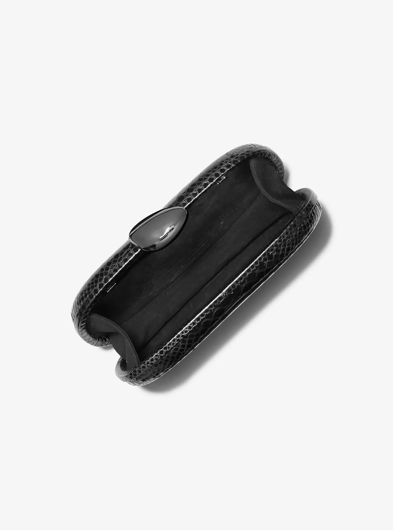 Michael Kors Minaudi&egrave;re Tina van leer met reli&euml;f in pythonprint, klein STAALGRIJS Fashion