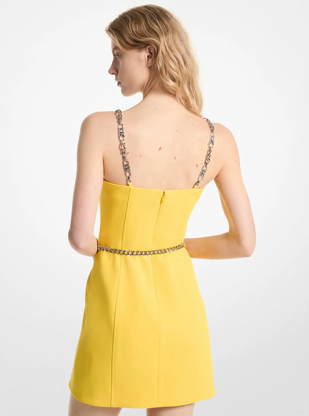 Michael Kors Mini-jurk van elastische cr&ecirc;pe met riem HELGEEL Fashion