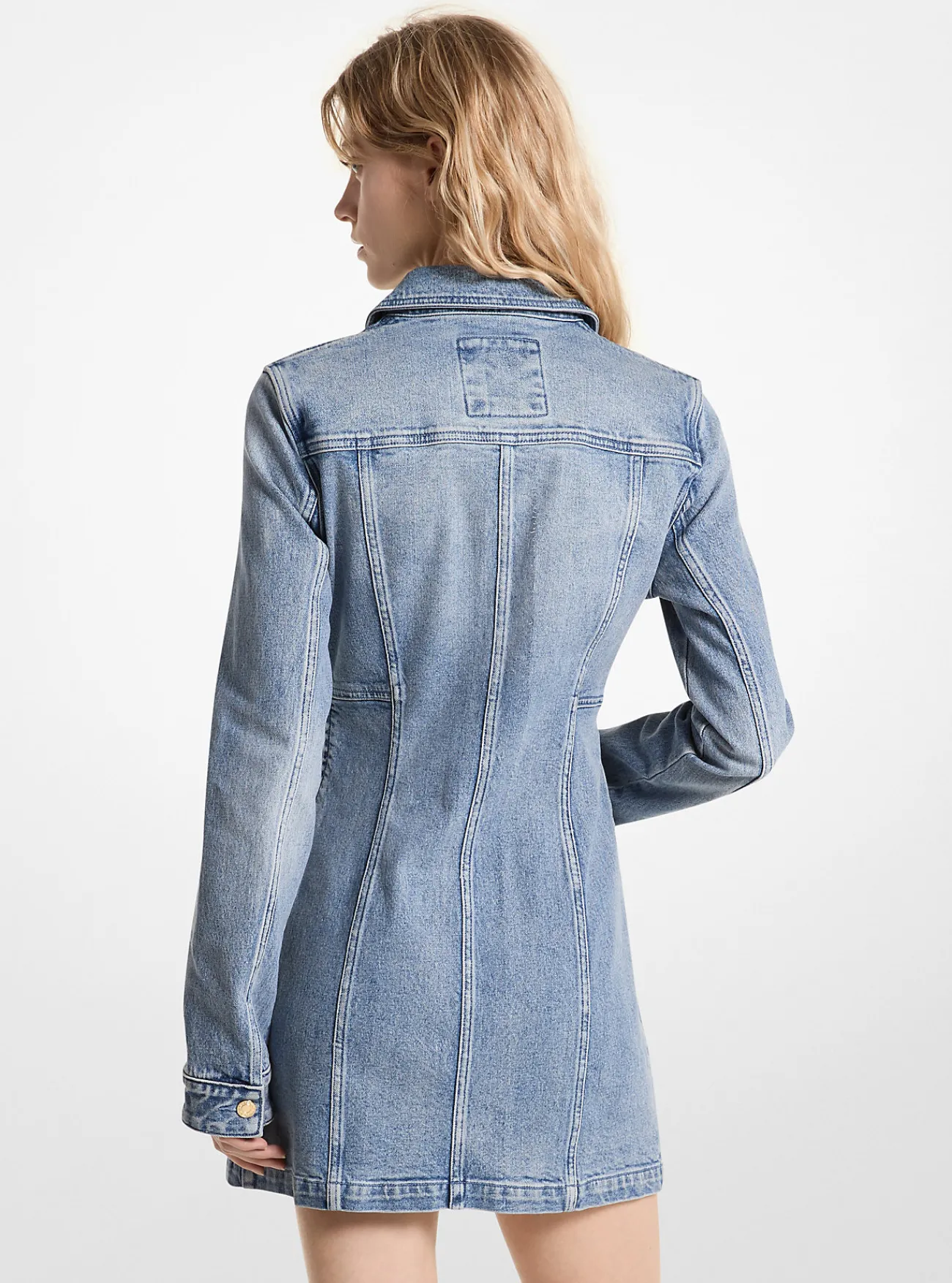 Michael Kors Mini-jurk van elastische denim met veters BLAUWVINTAGEWASSING Online
