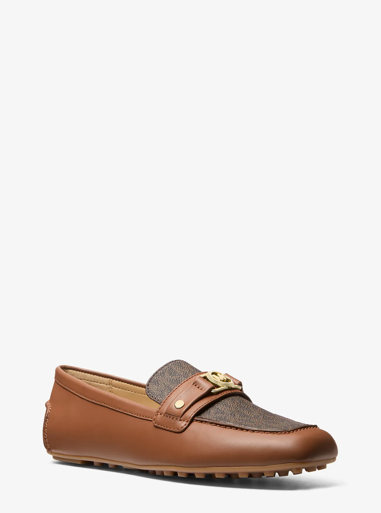 Michael Kors Mocassin-loafer Mandy van leer en canvas met logoprint Fashion