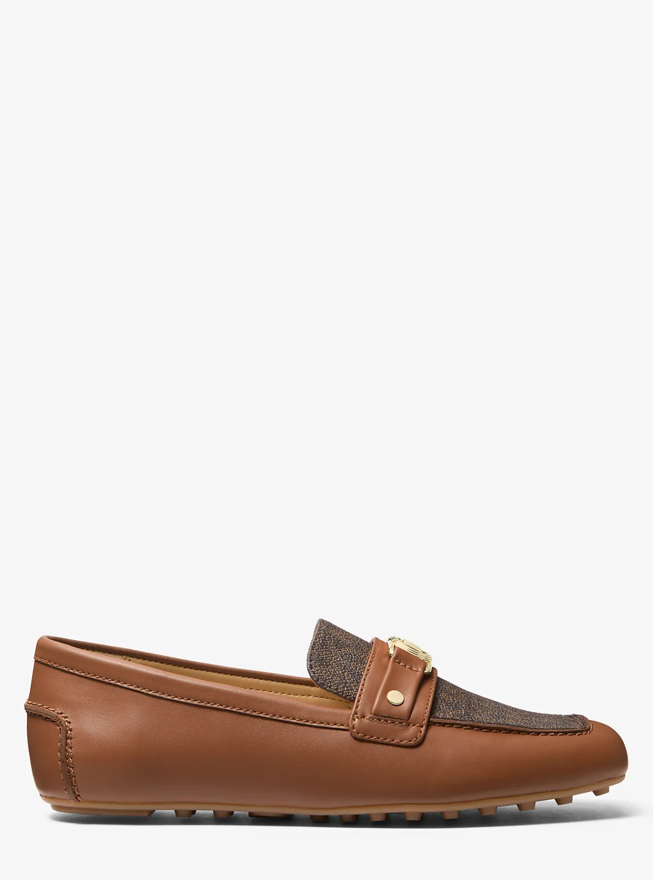 Michael Kors Mocassin-loafer Mandy van leer en canvas met logoprint Fashion
