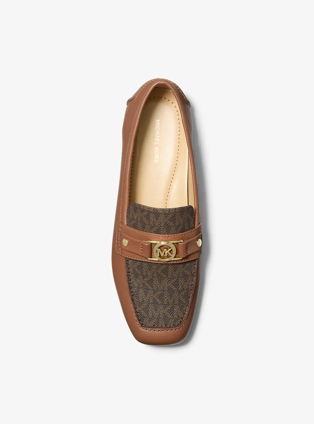 Michael Kors Mocassin-loafer Mandy van leer en canvas met logoprint Fashion