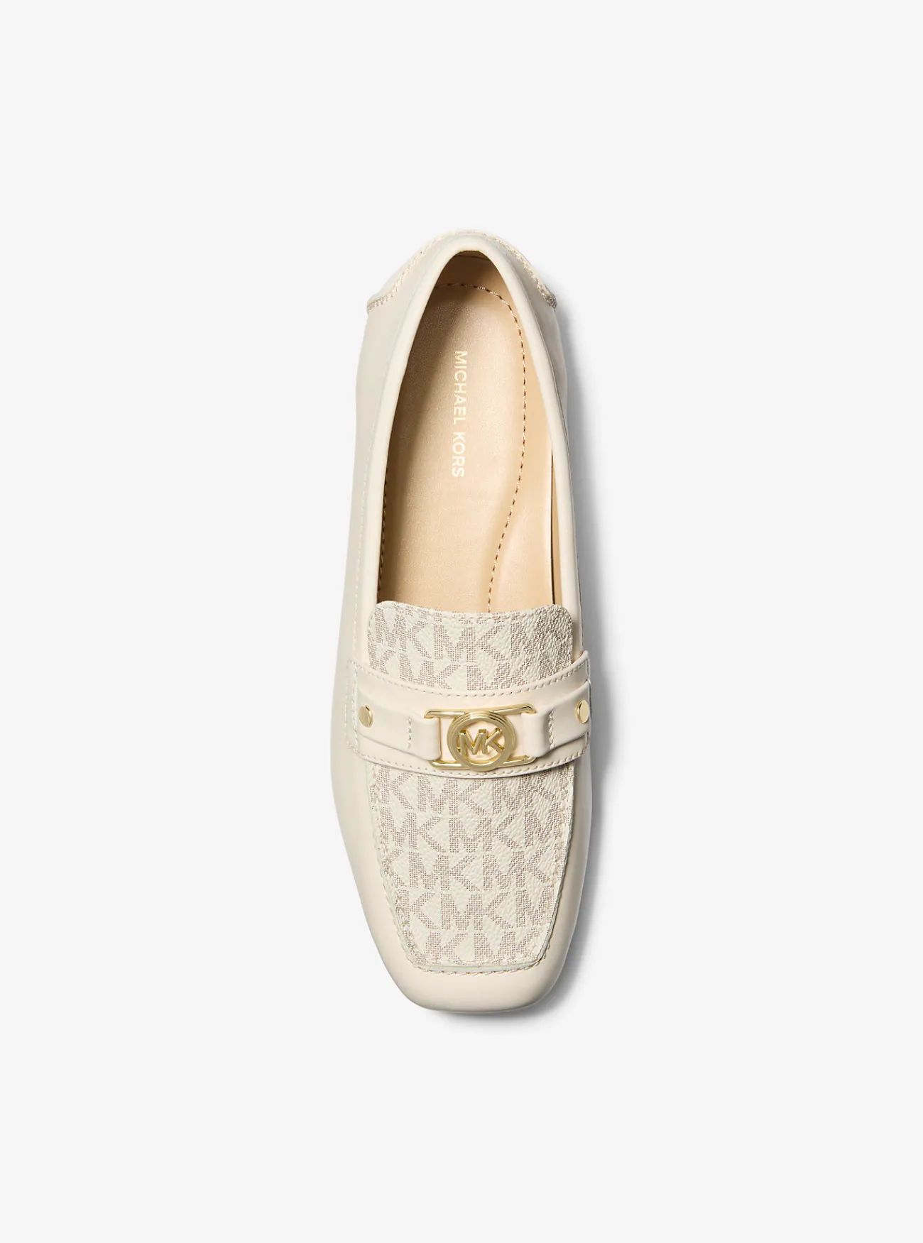 Michael Kors Mocassin-loafer Mandy van leer en canvas met logoprint VANILLECOMBO Clearance
