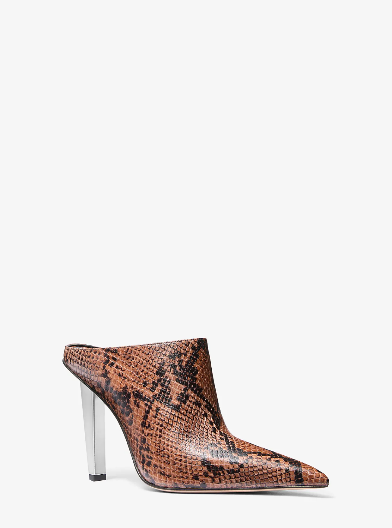 Michael Kors Muiltje Halle van leer met slangenprint in reli&euml;f LUGGAGE Discount
