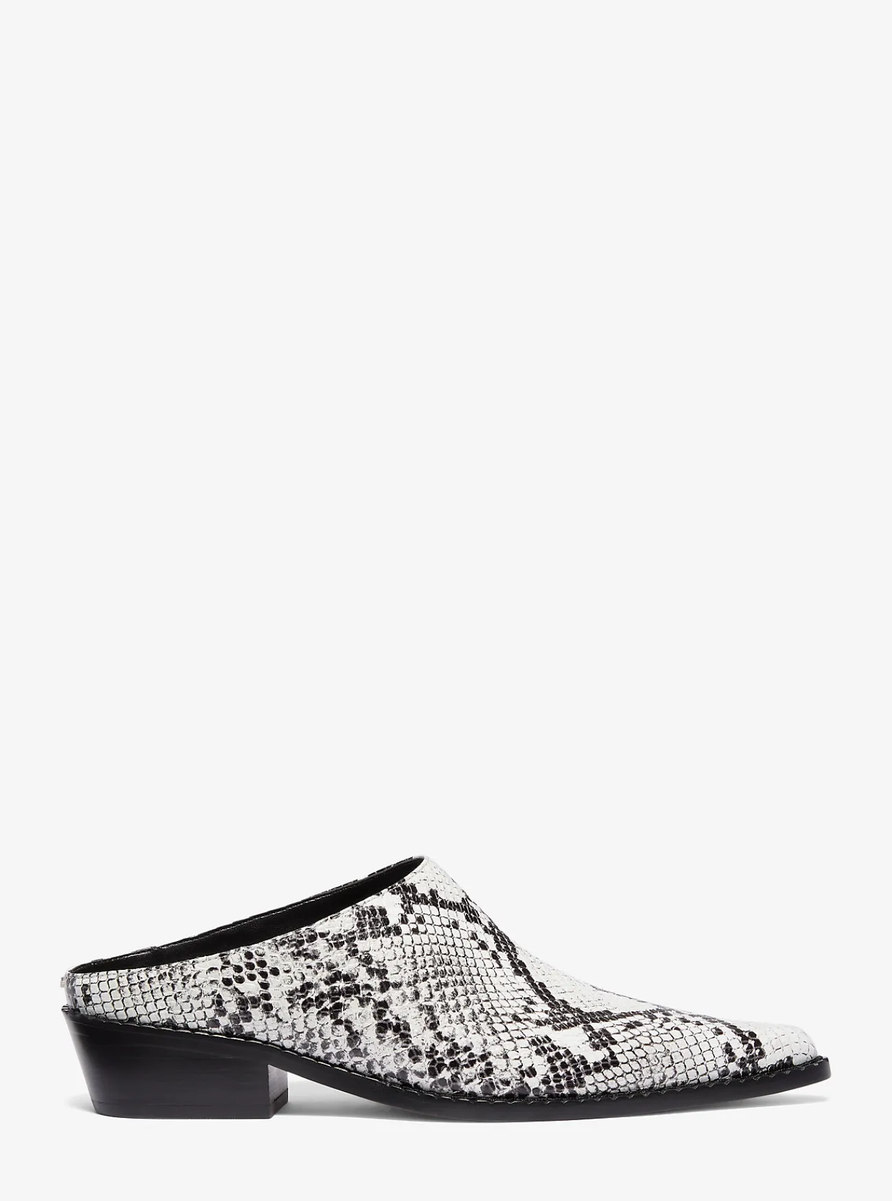 Michael Kors Muiltje Nash van leer met slangenprint in reli&euml;f ALUMINIUM New