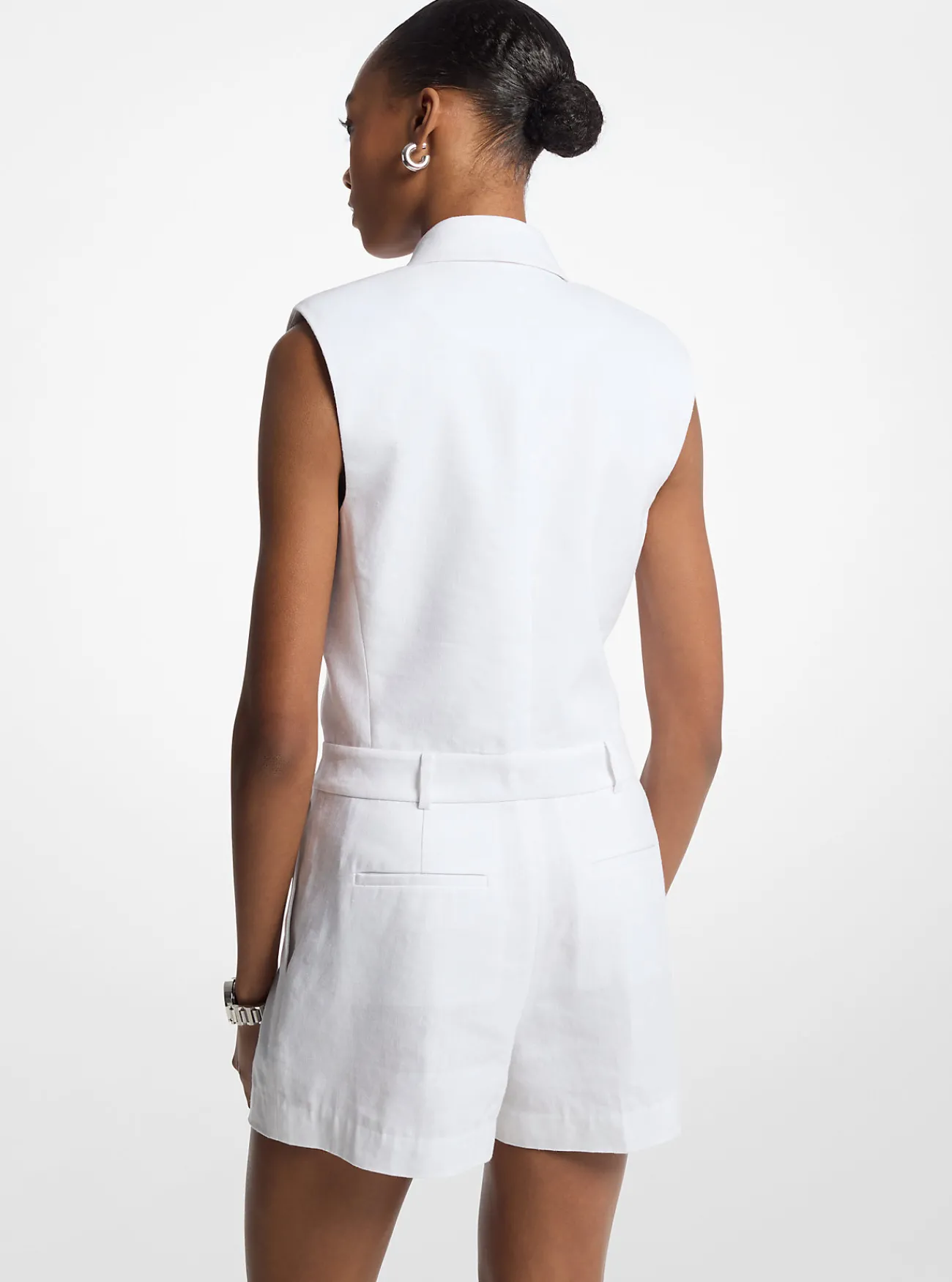 Michael Kors Nette playsuit van linnen- en katoenmix WIT Online