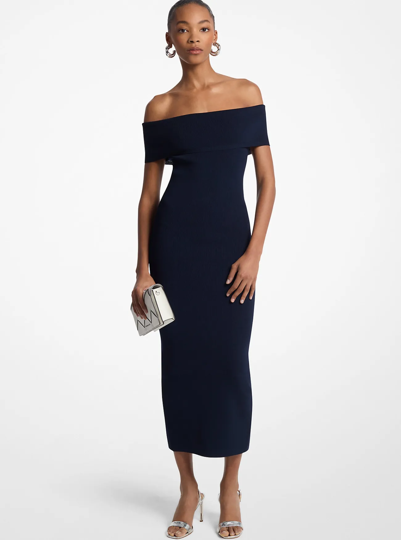 Michael Kors Offshoulder jurk van stretchbreisel MIDNIGHTBLUE Outlet