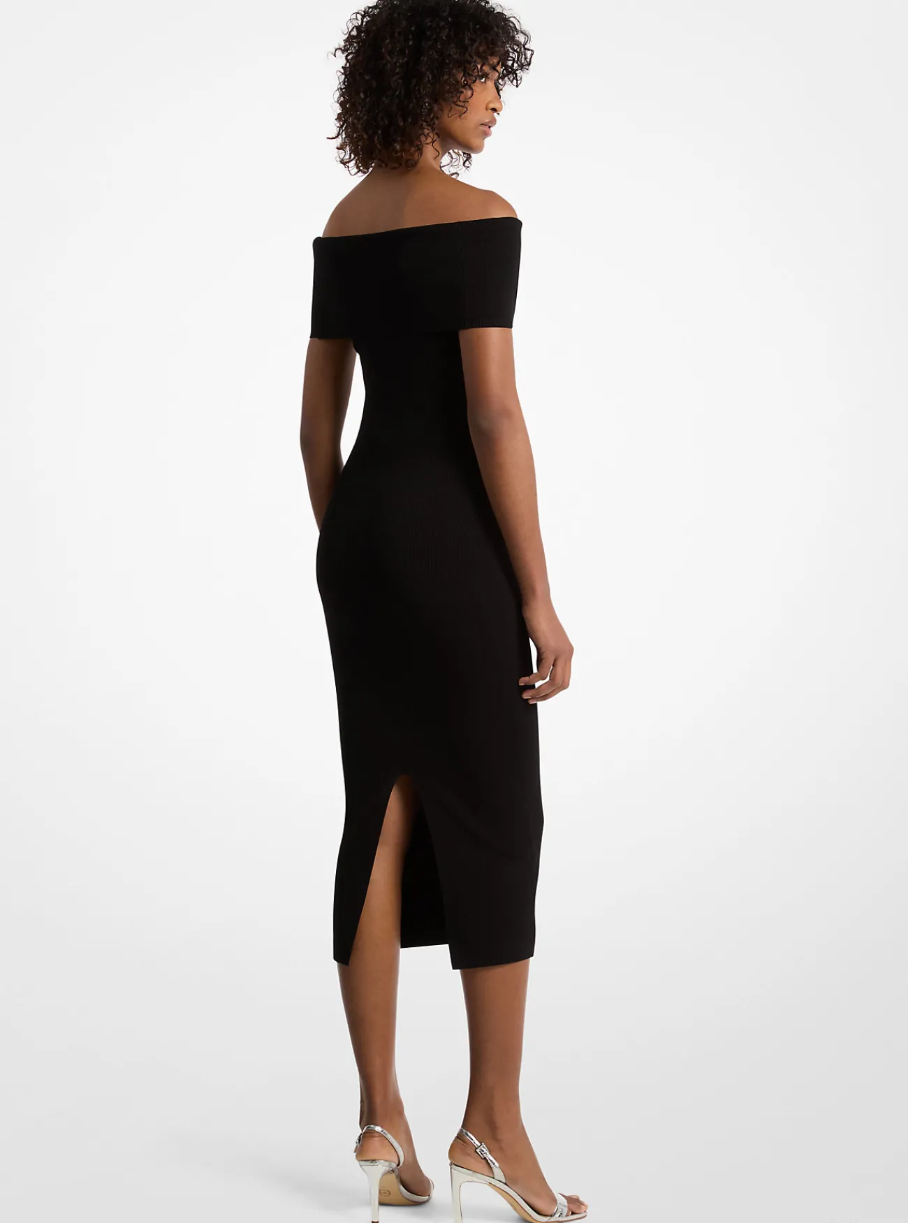 Michael Kors Offshoulder jurk van stretchbreisel ZWART Fashion