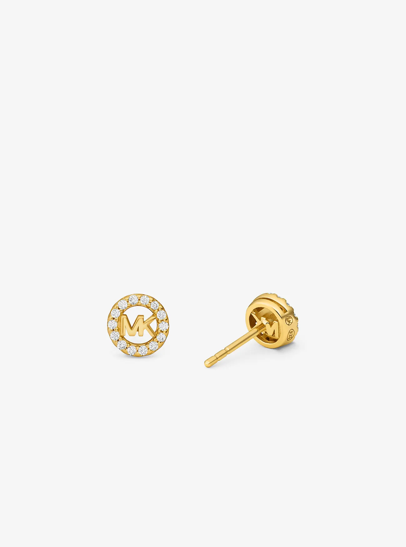 Michael Kors Oorknopjes Fulton van sterlingzilver met plating met edelmetaal, siersteentjes, logo en bedeltje GOUD Clearance