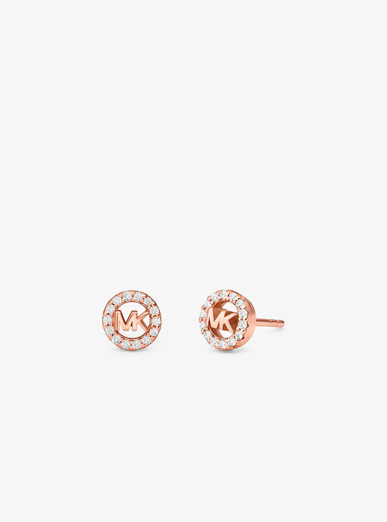 Michael Kors Oorknopjes Fulton van sterlingzilver met plating met edelmetaal, siersteentjes, logo en bedeltje ROS&Eacute;GOUD Discount