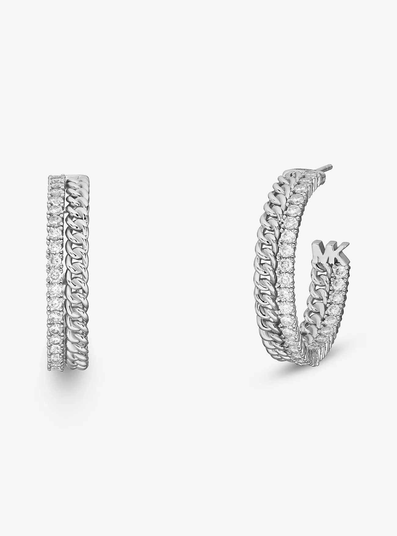 Michael Kors Oorringen van messing met een platering met edelmetaal, schakels en siersteentjes ZILVER Outlet