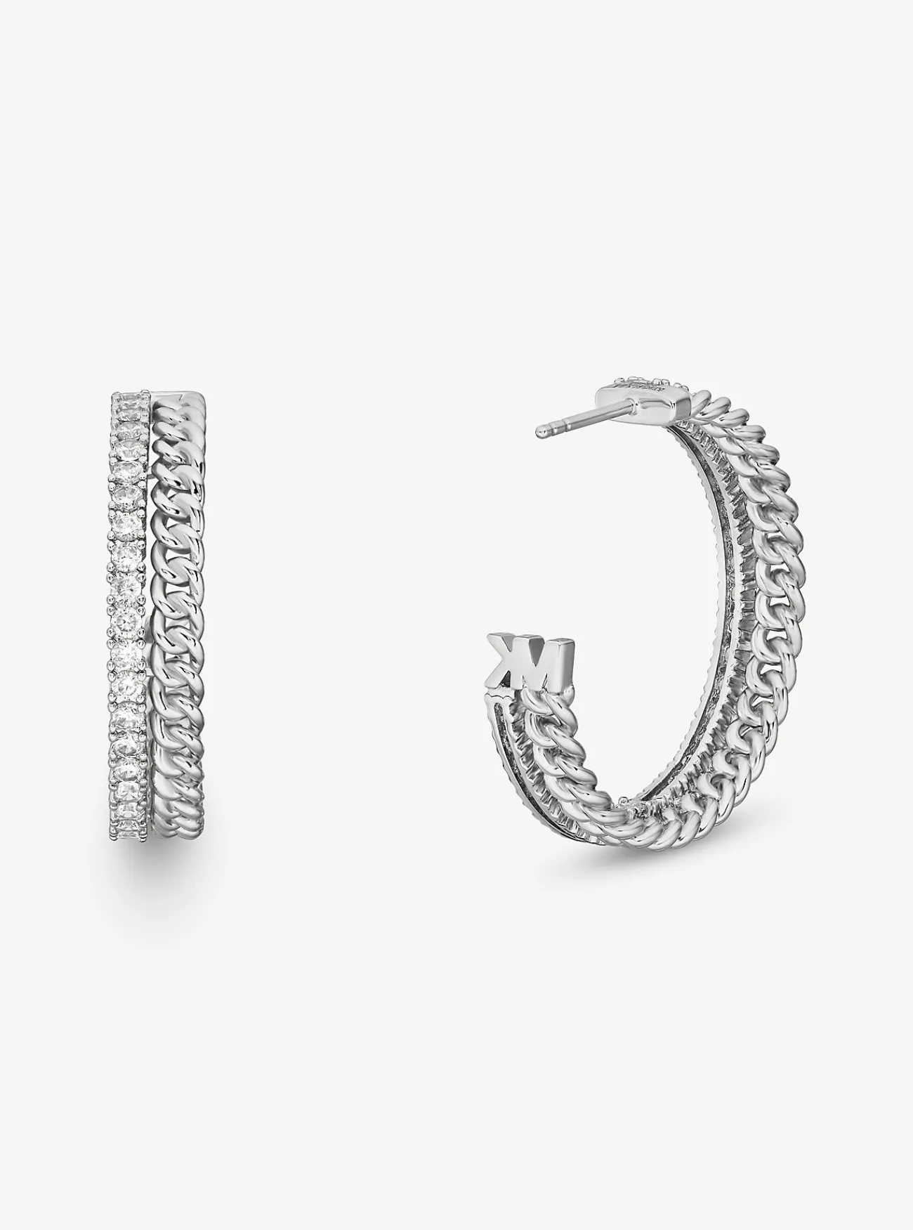 Michael Kors Oorringen van messing met een platering met edelmetaal, schakels en siersteentjes ZILVER Outlet